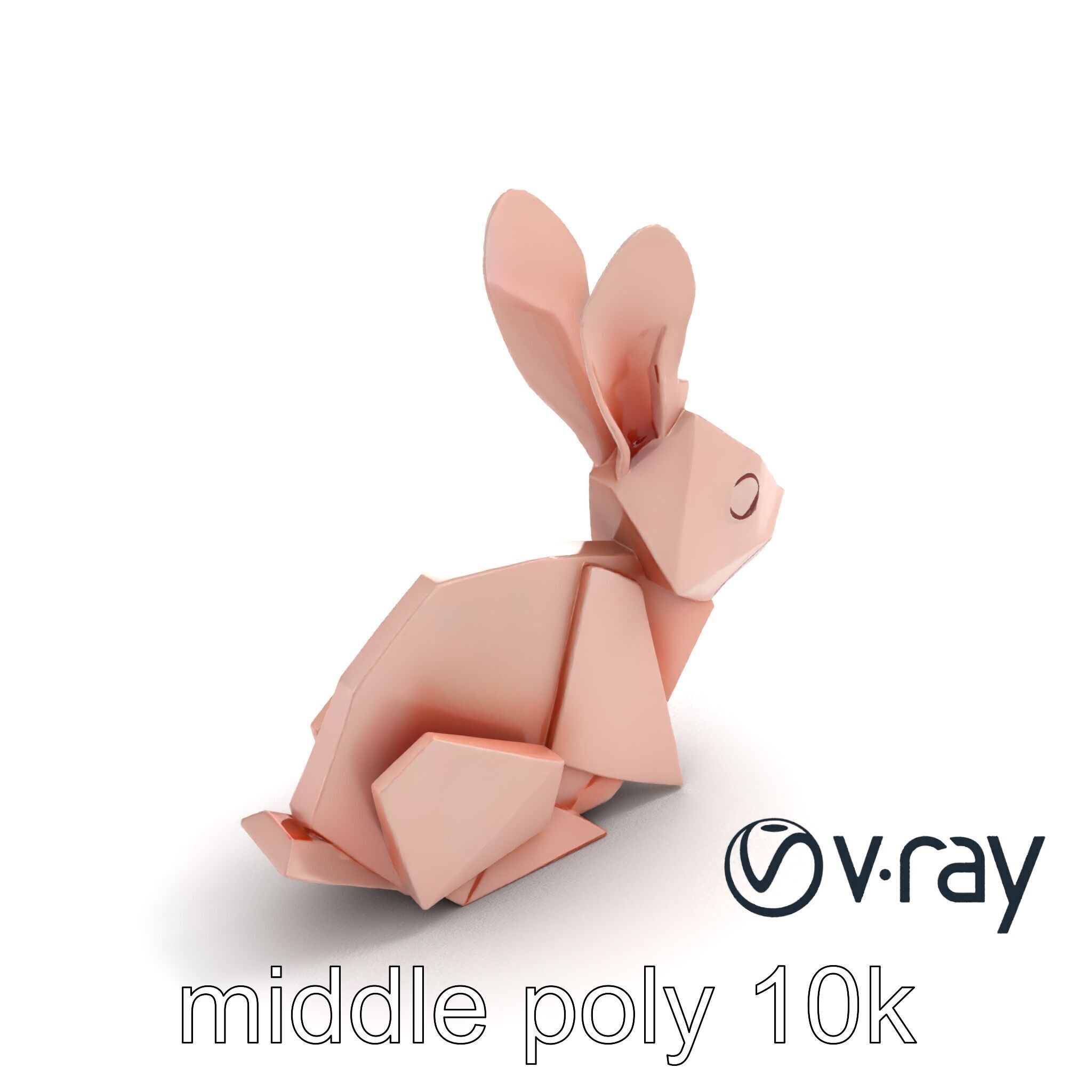 Playful Origami Rabbit Sculpture model pack Low-poly 3D model_7