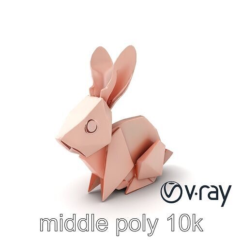Playful Origami Rabbit Sculpture model pack Low-poly 3D model