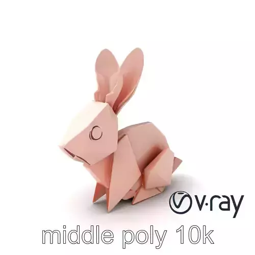 Playful Origami Rabbit Sculpture model pack Low-poly 3D model