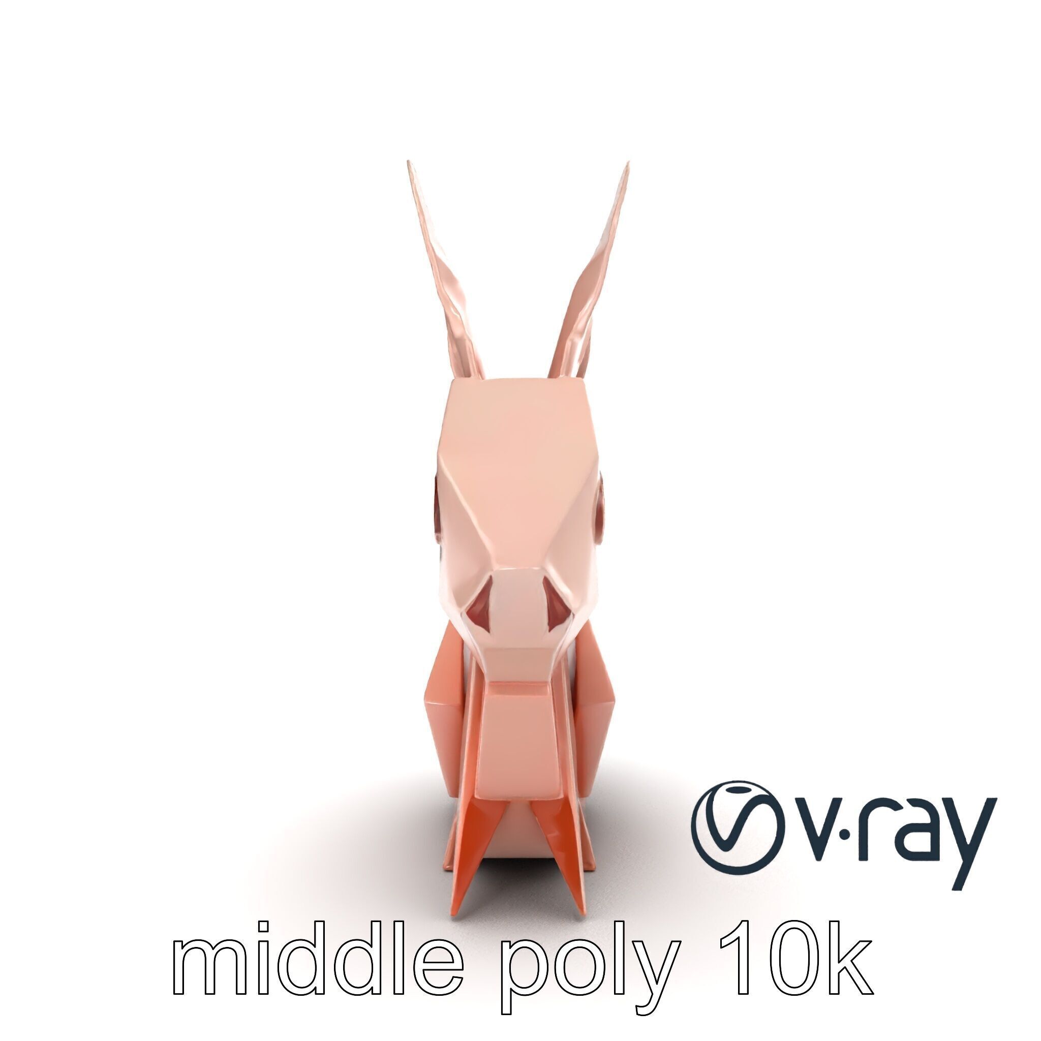 Playful Origami Rabbit Sculpture model pack Low-poly 3D model_19