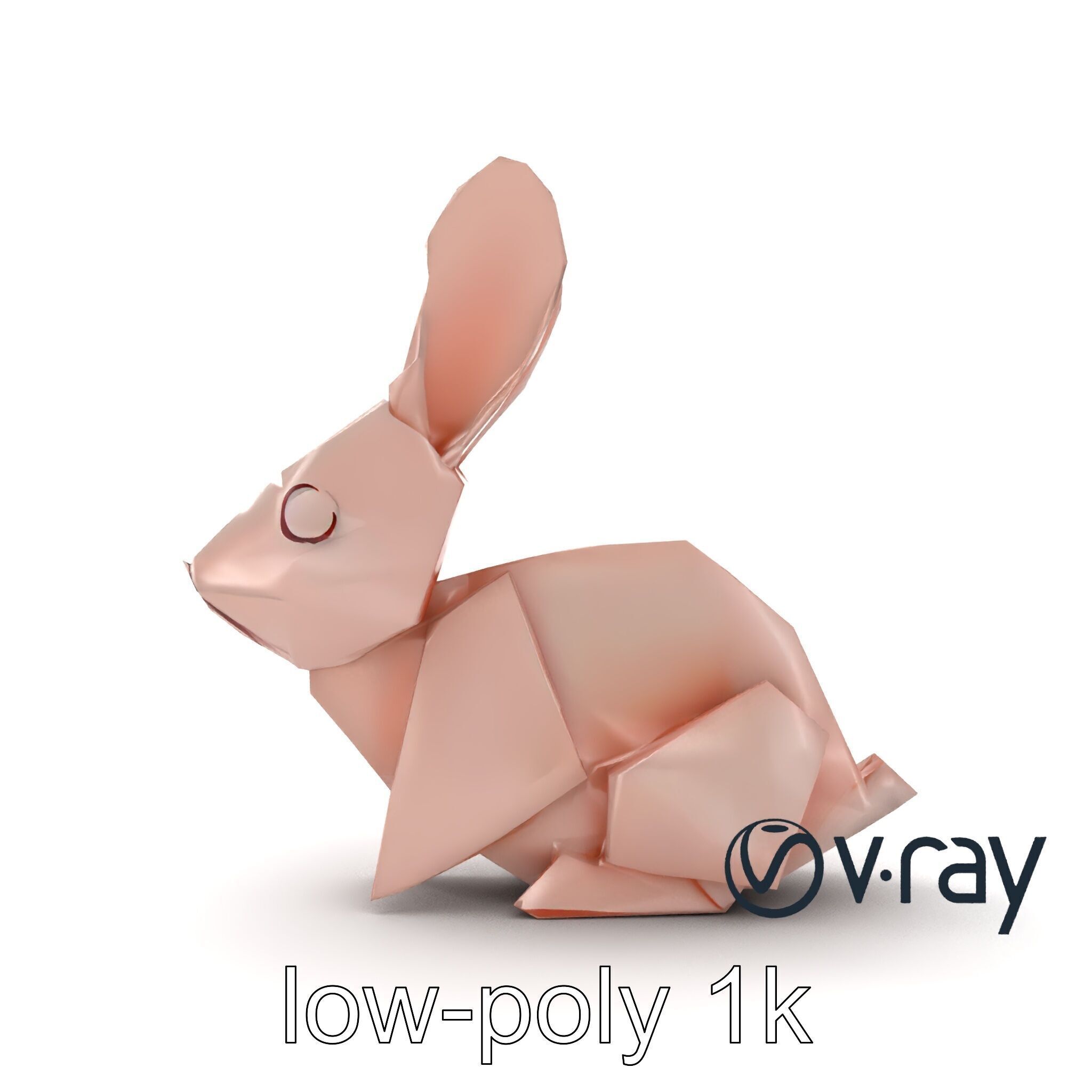Playful Origami Rabbit Sculpture model pack Low-poly 3D model_10