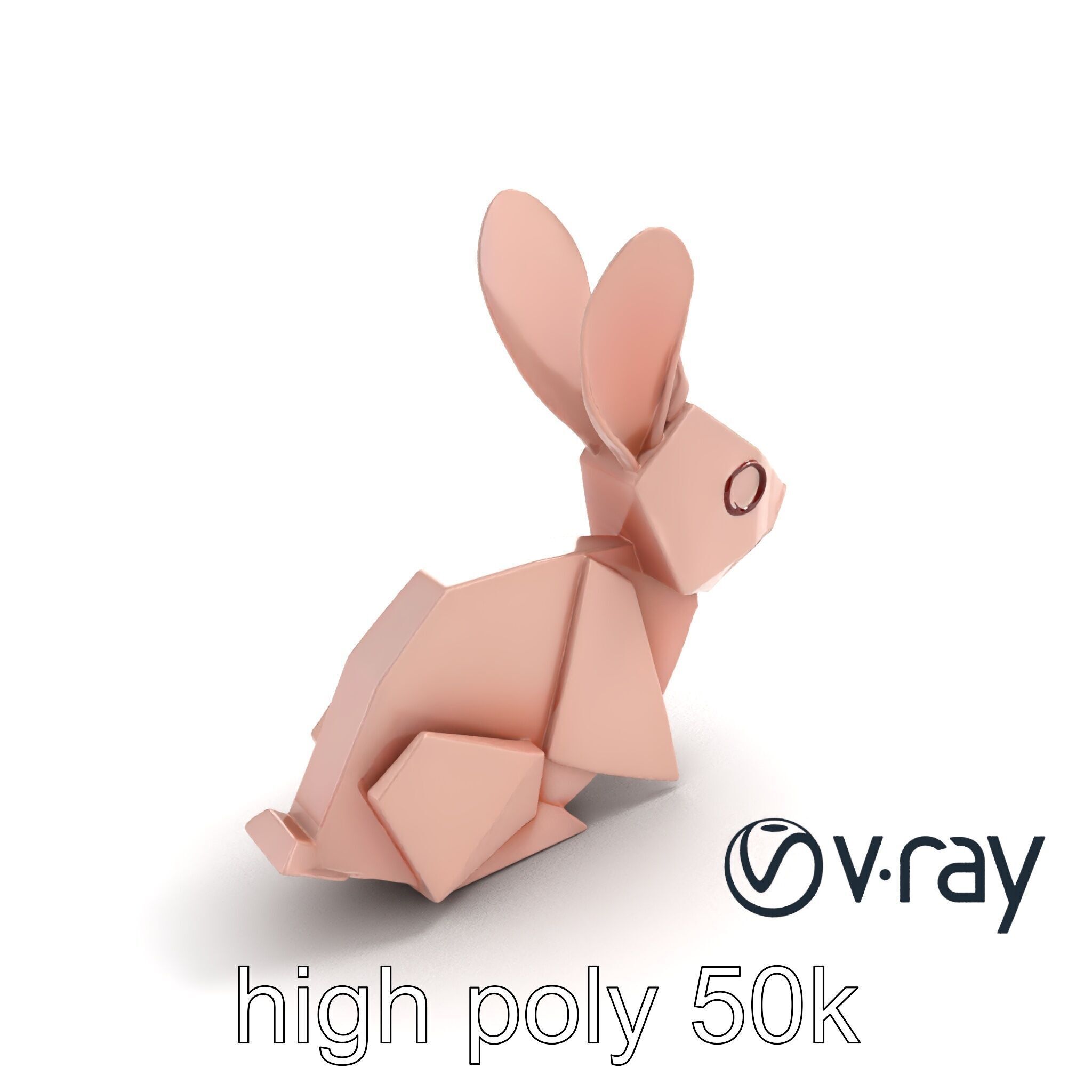 Playful Origami Rabbit Sculpture model pack Low-poly 3D model_16