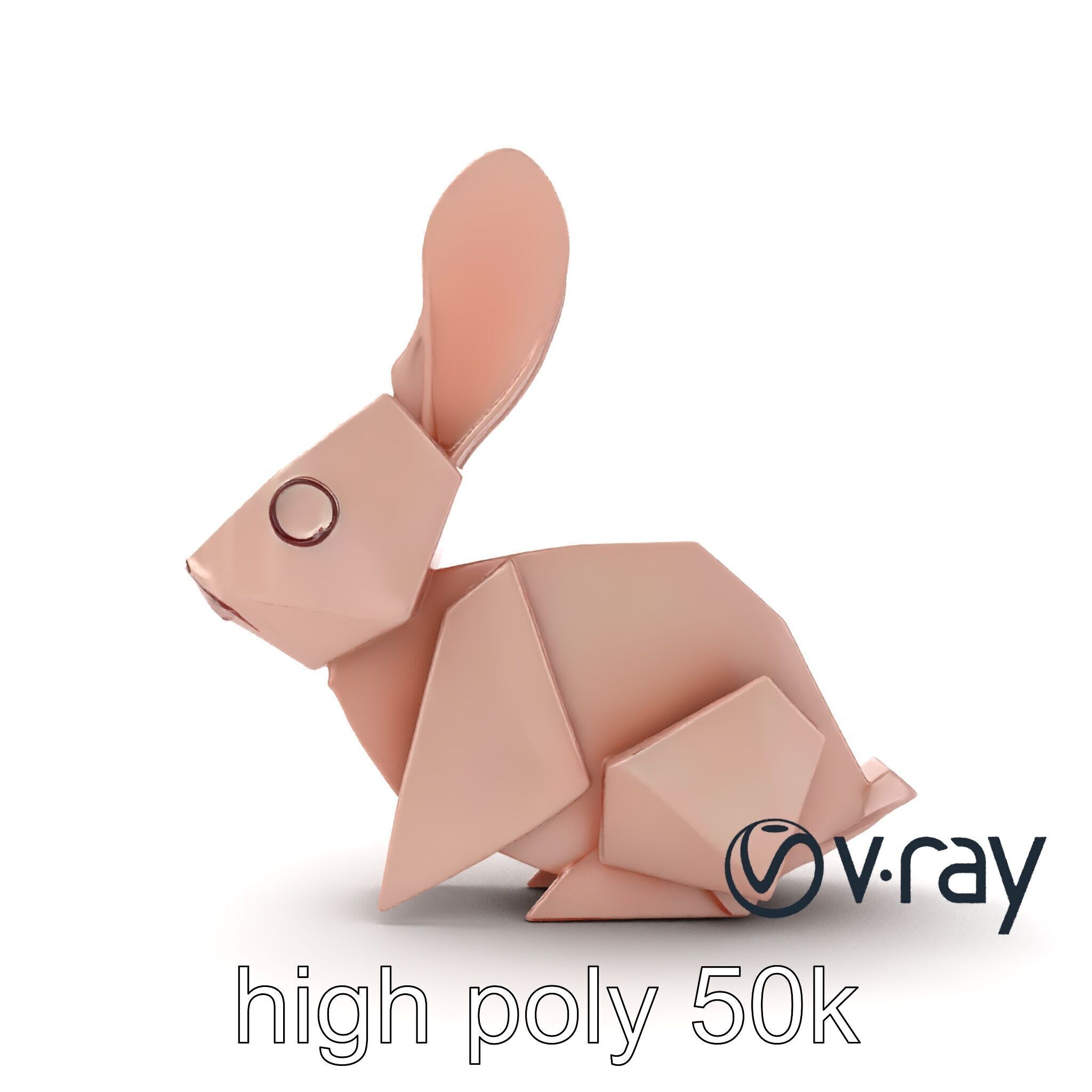 Playful Origami Rabbit Sculpture model pack Low-poly 3D model_14