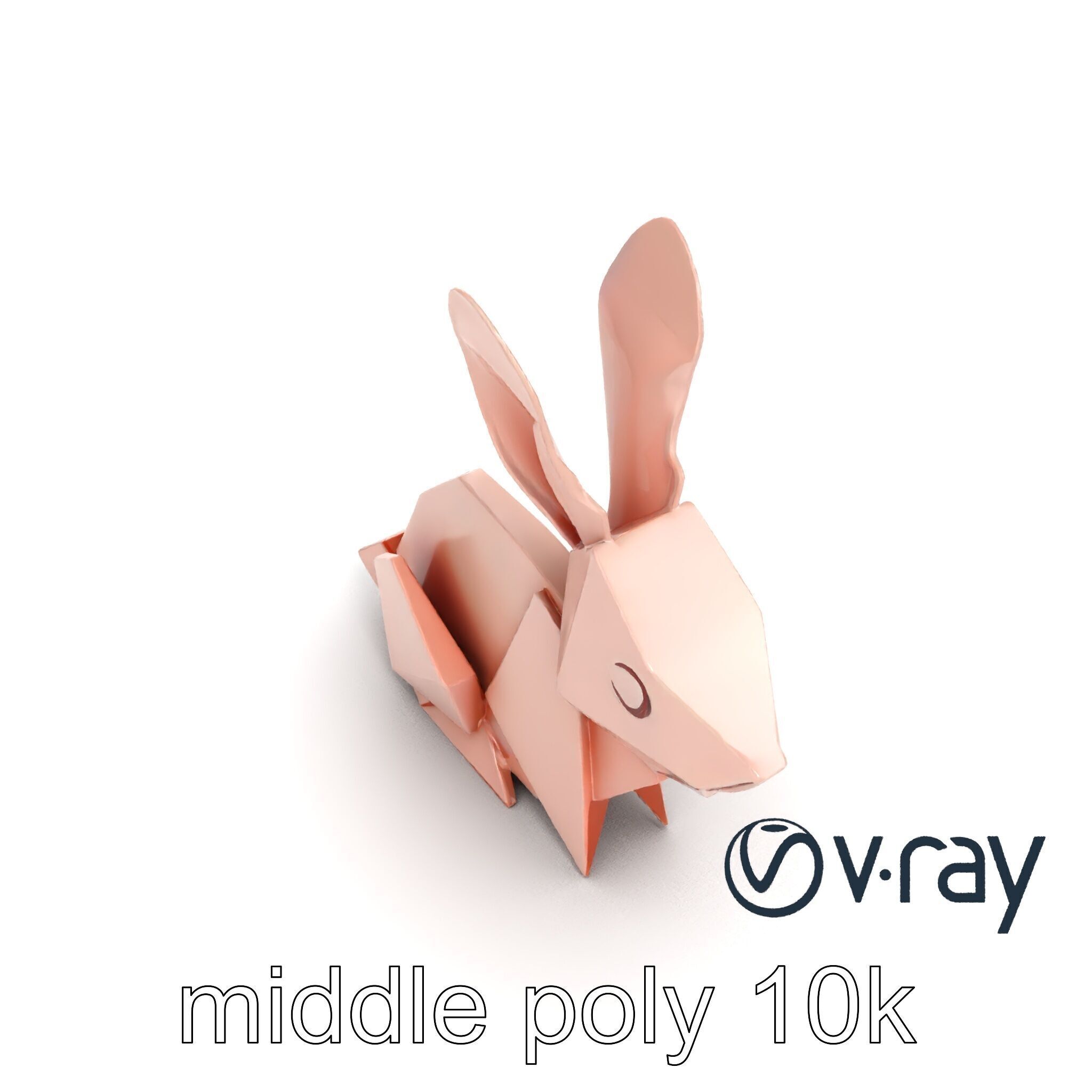 Playful Origami Rabbit Sculpture model pack Low-poly 3D model_13