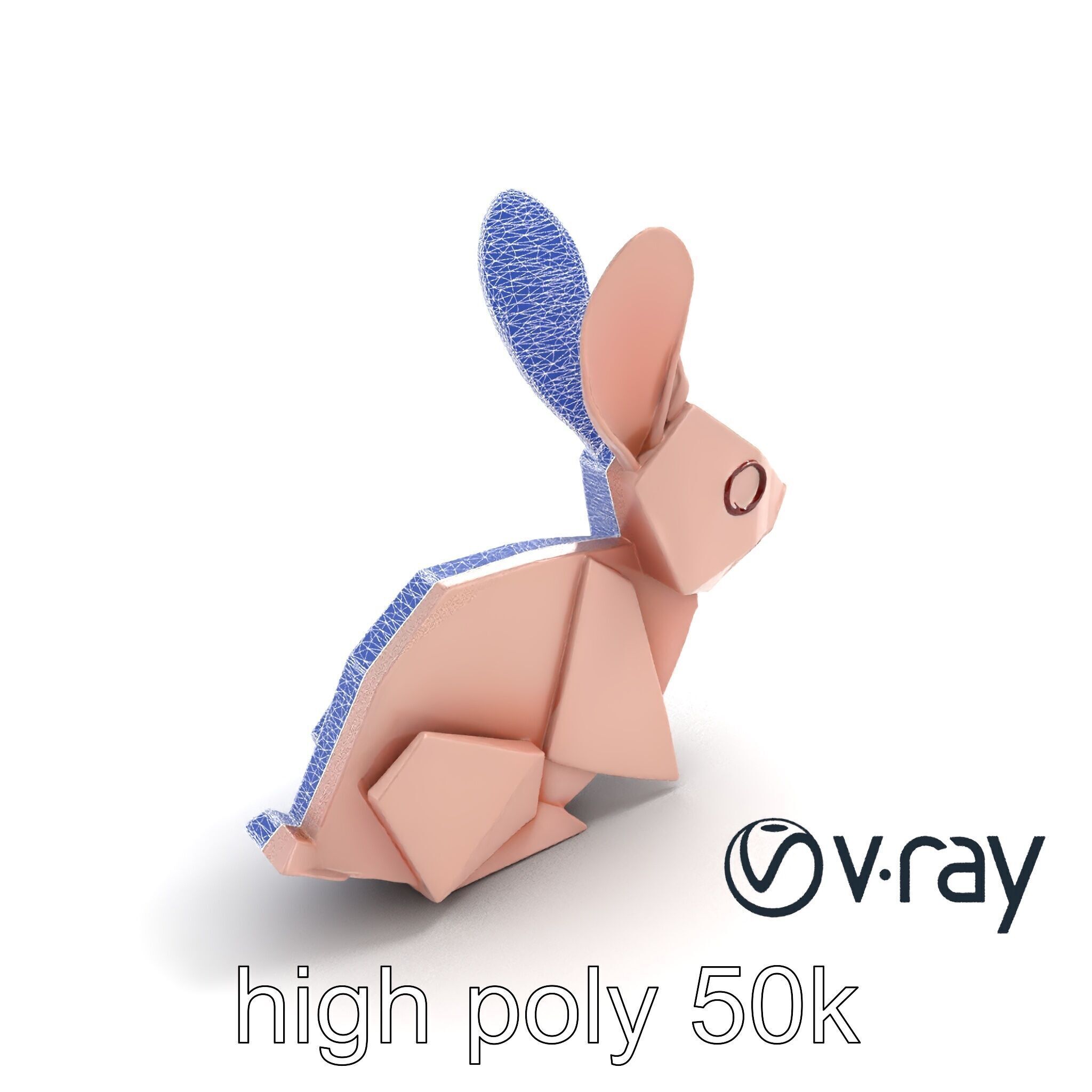 Playful Origami Rabbit Sculpture model pack Low-poly 3D model_25