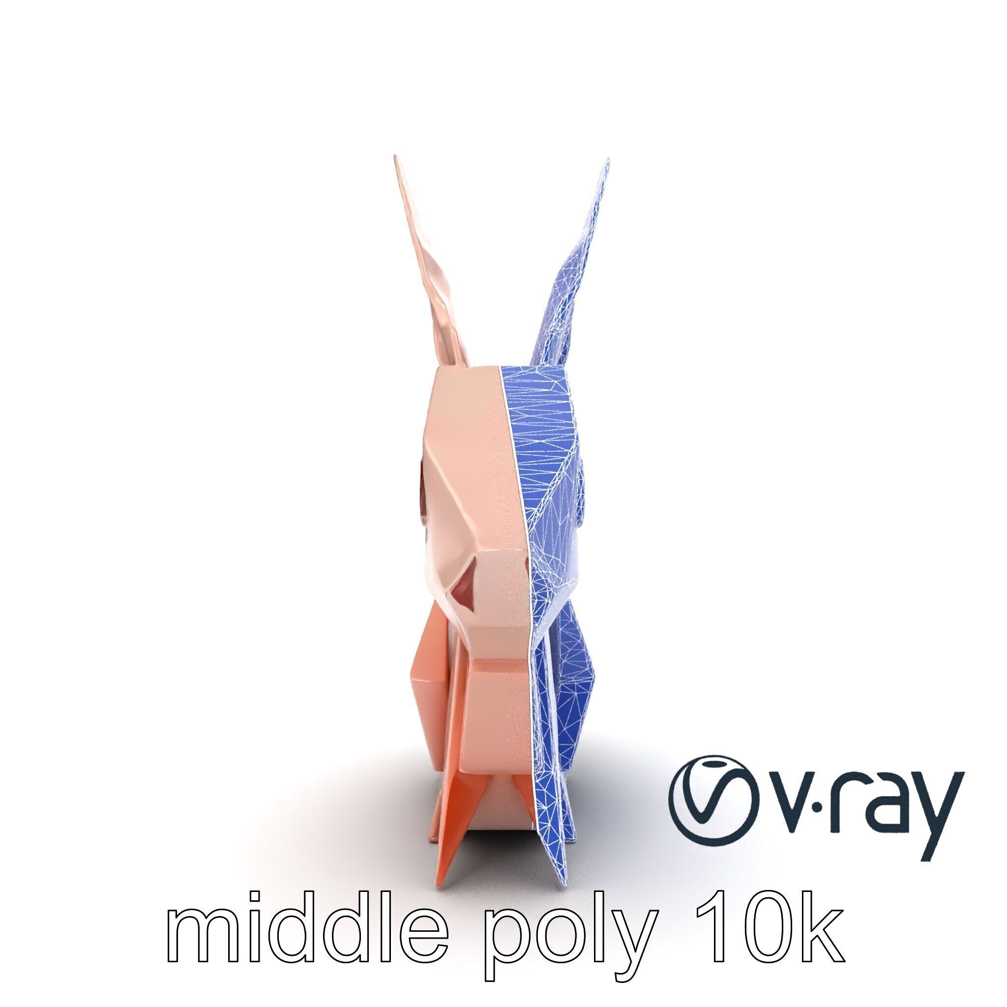 Playful Origami Rabbit Sculpture model pack Low-poly 3D model_31