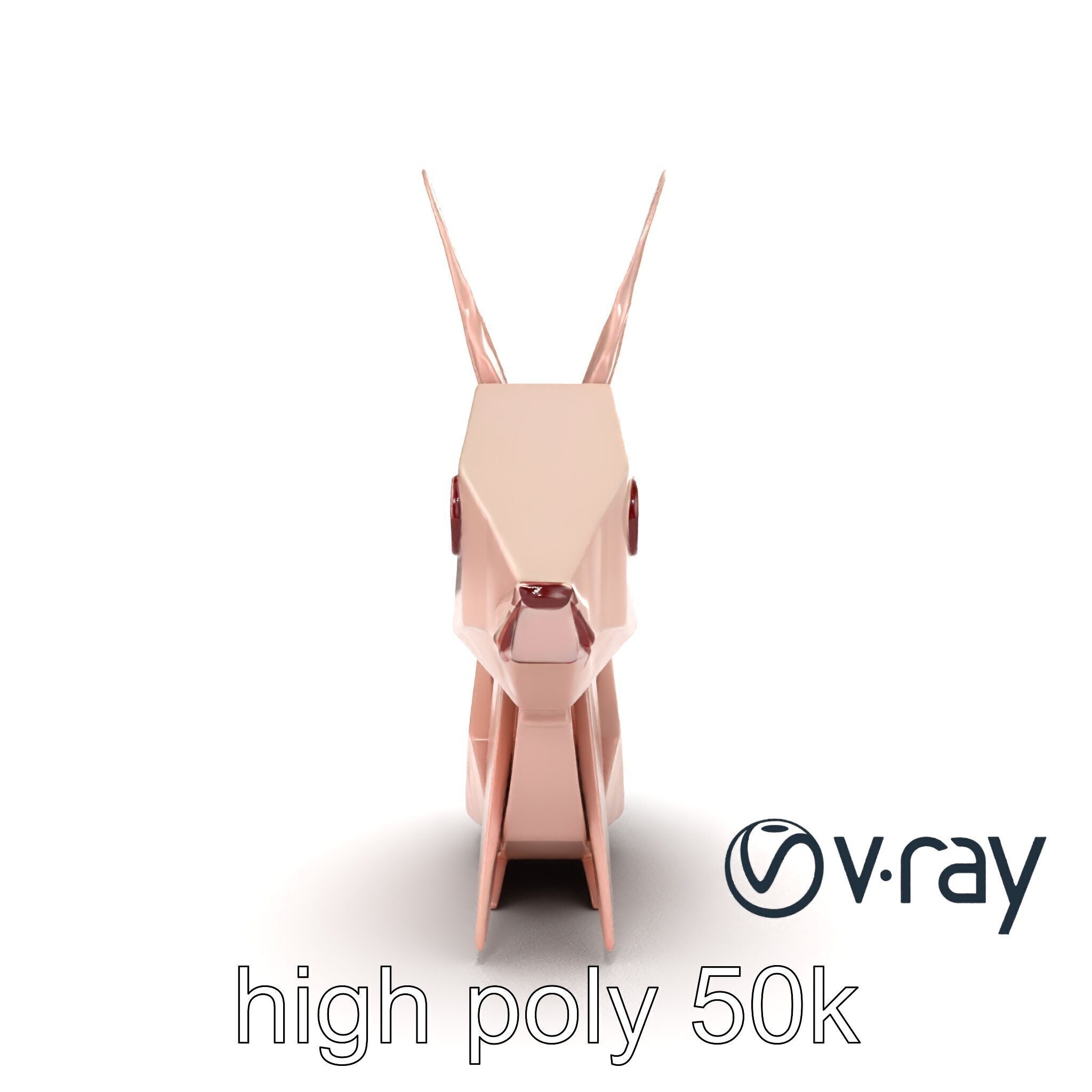 Playful Origami Rabbit Sculpture model pack Low-poly 3D model_12