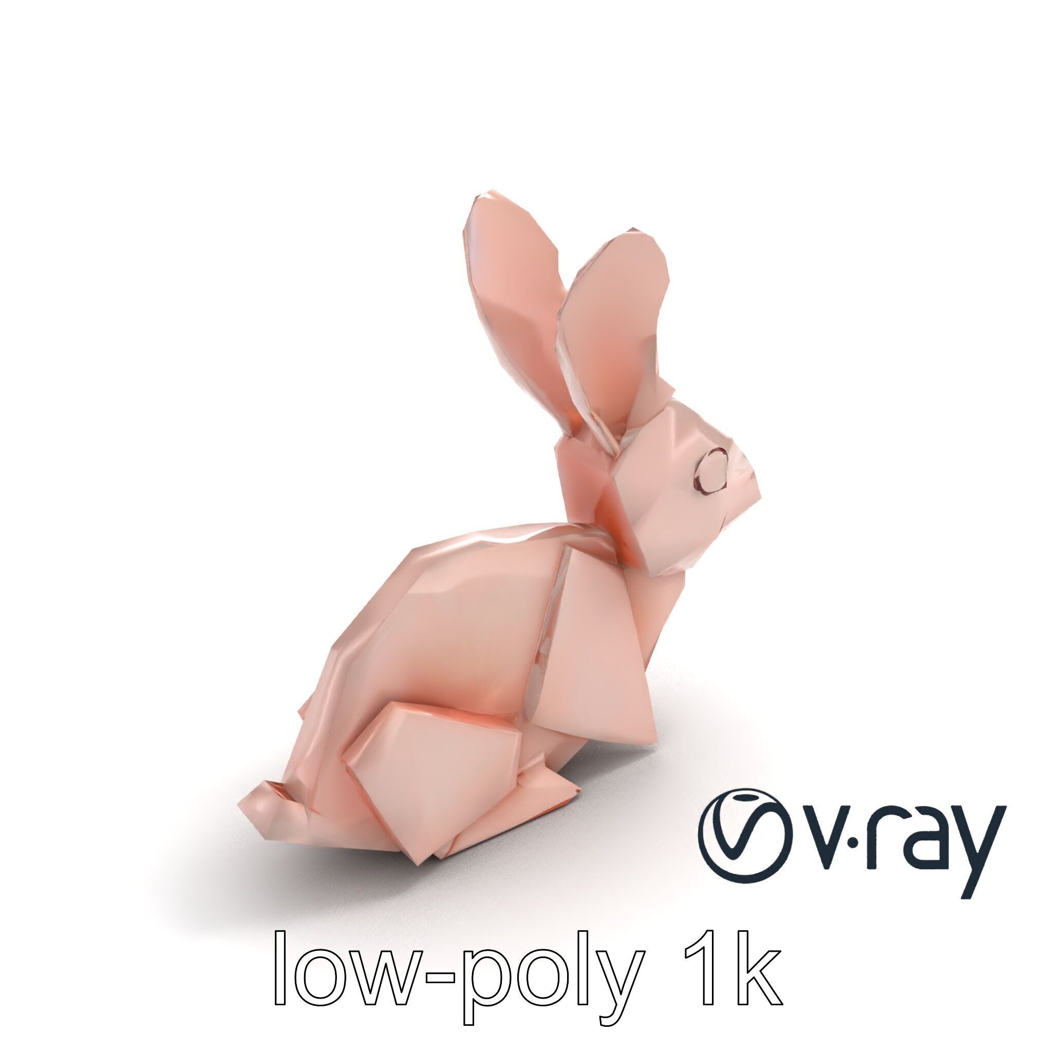 Playful Origami Rabbit Sculpture model pack Low-poly 3D model_5