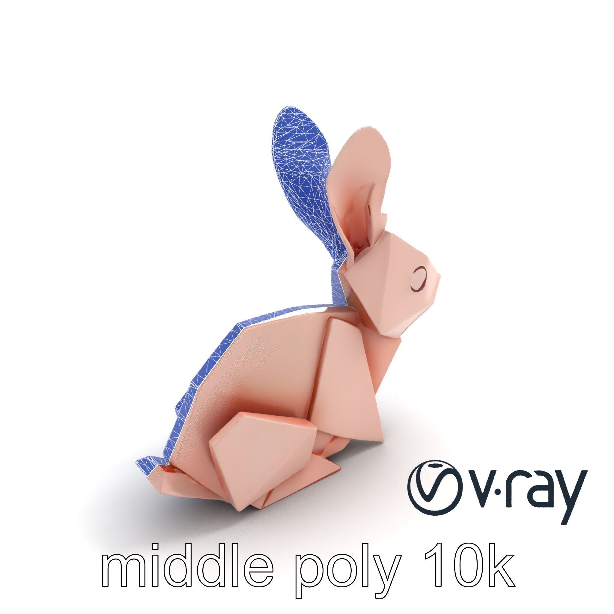 Playful Origami Rabbit Sculpture model pack Low-poly 3D model_11