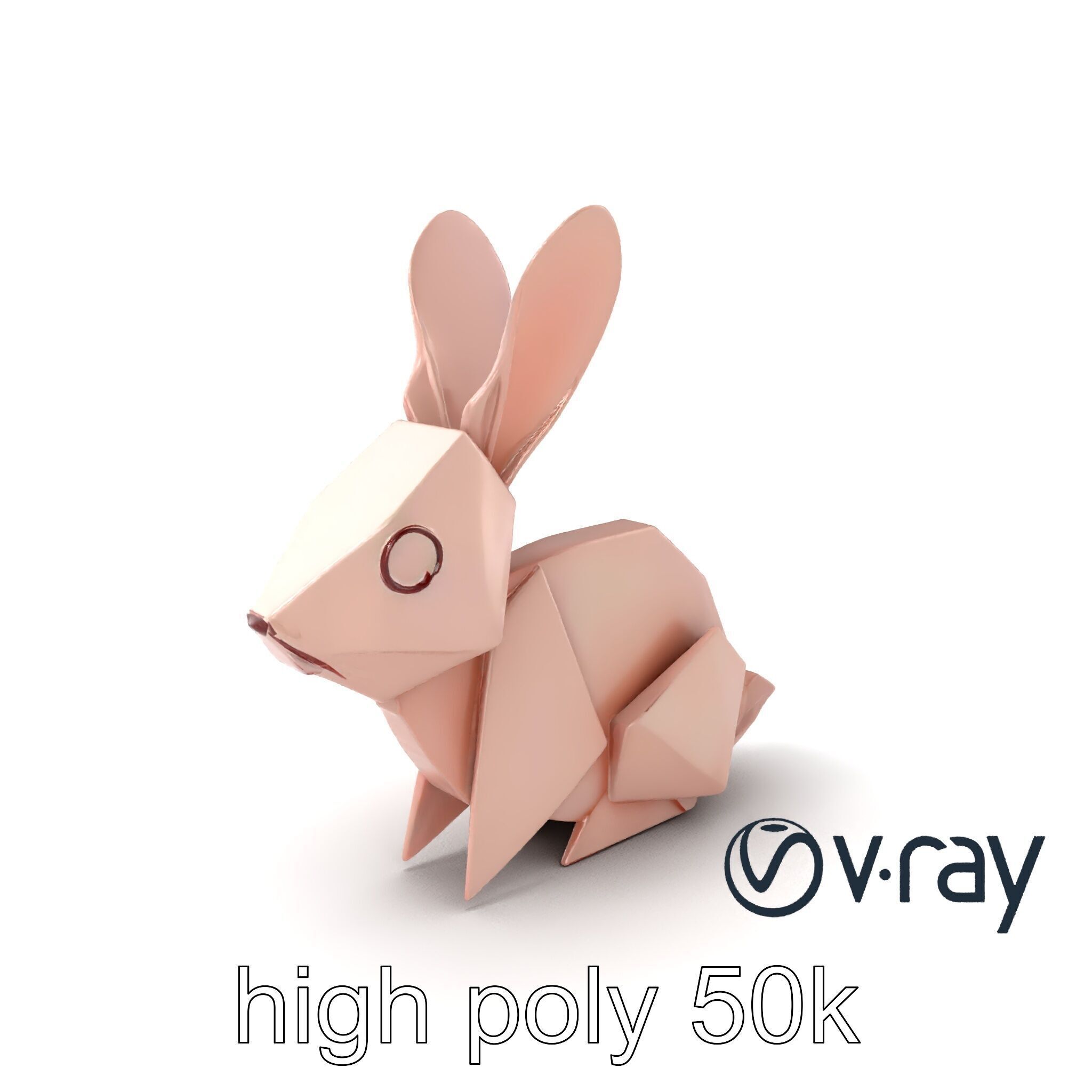 Playful Origami Rabbit Sculpture model pack Low-poly 3D model_6