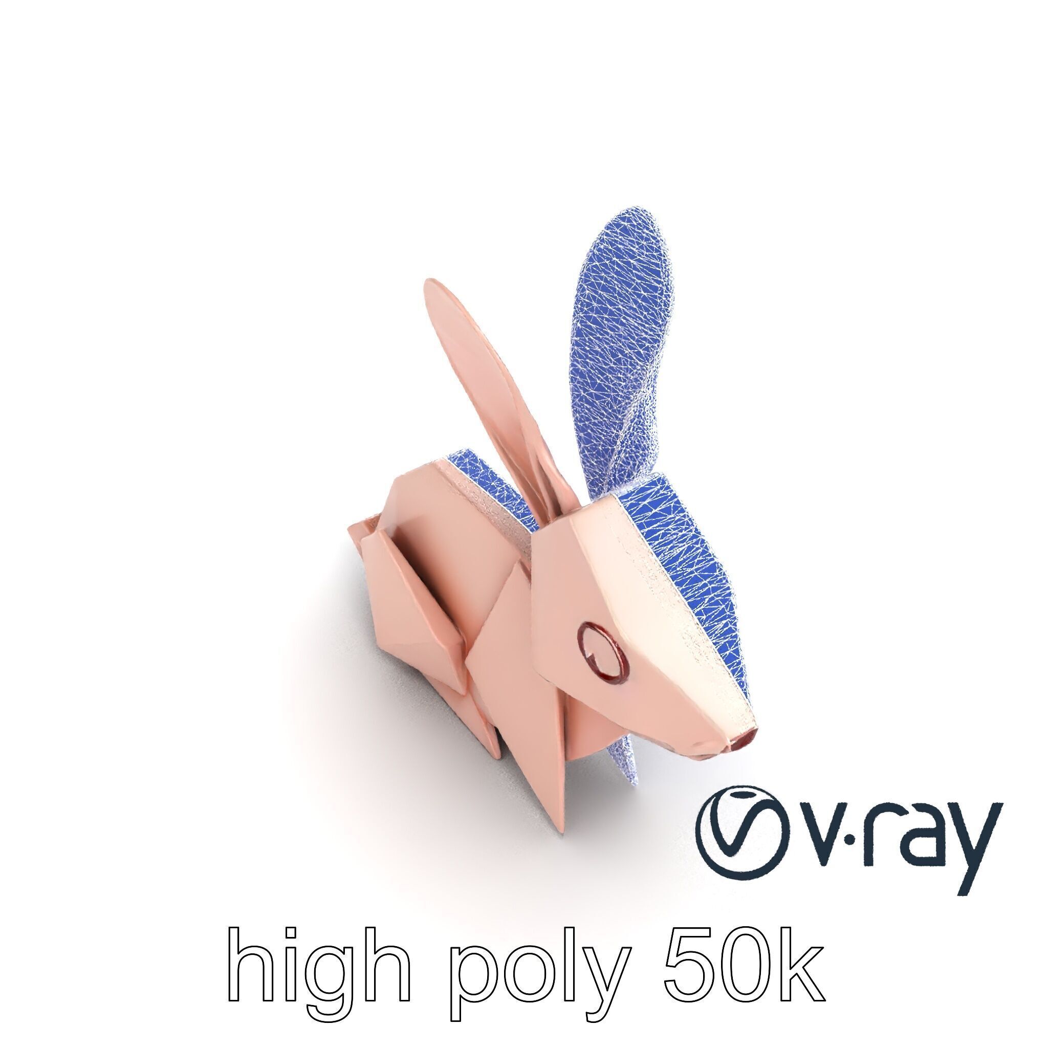 Playful Origami Rabbit Sculpture model pack Low-poly 3D model_28