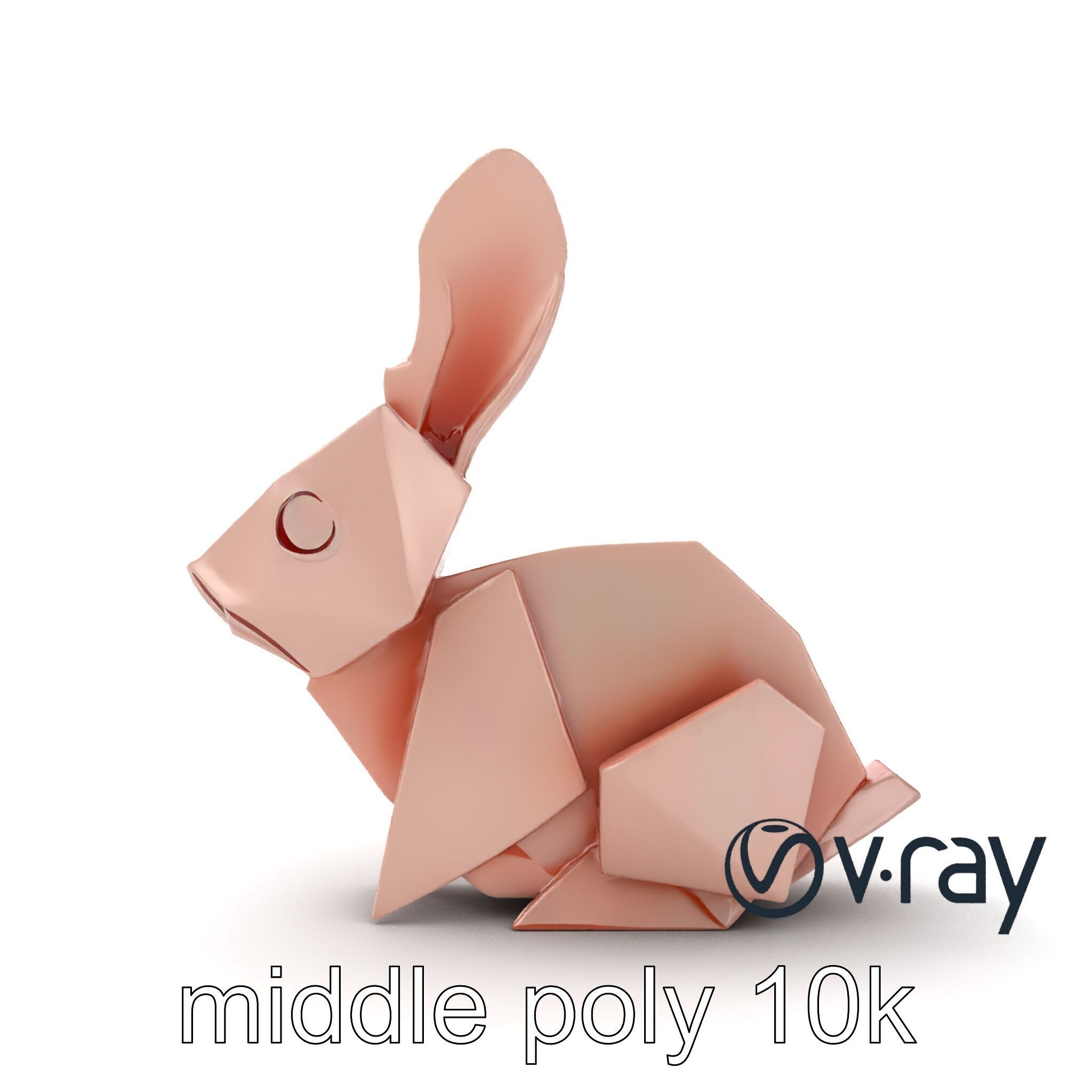 Playful Origami Rabbit Sculpture model pack Low-poly 3D model_27