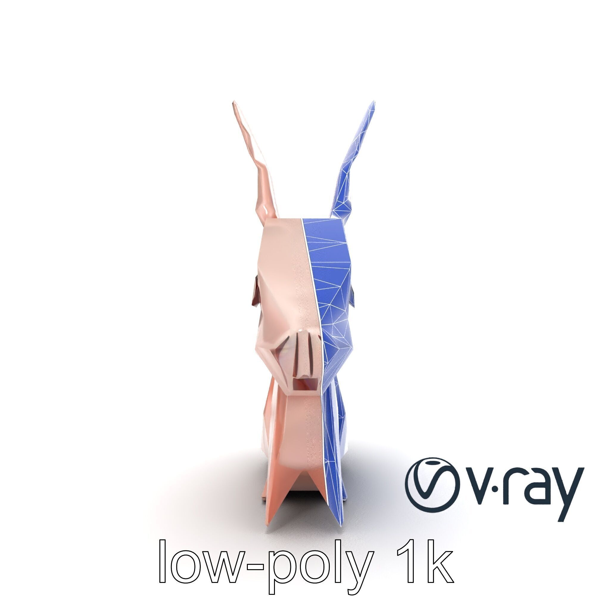 Playful Origami Rabbit Sculpture model pack Low-poly 3D model_21