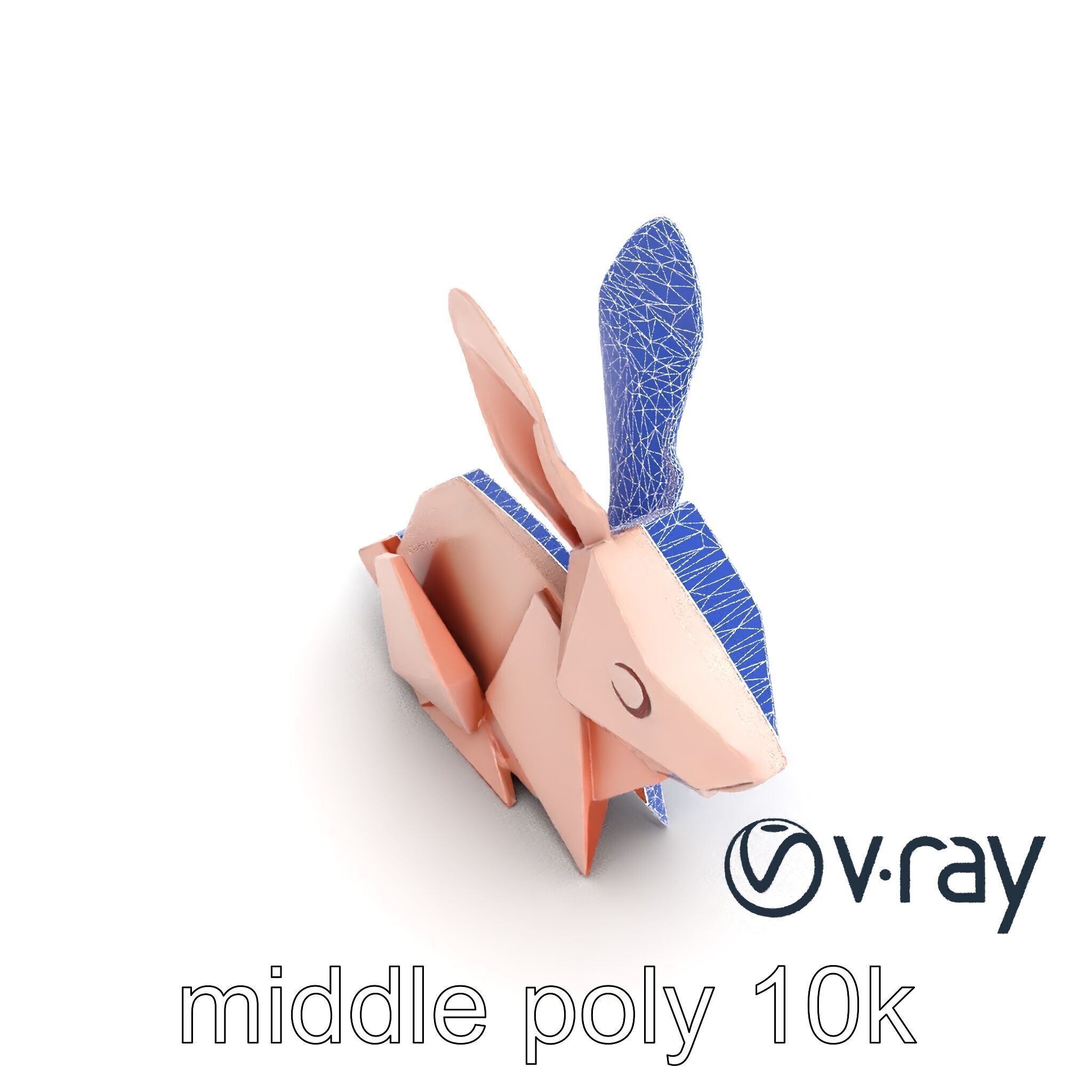 Playful Origami Rabbit Sculpture model pack Low-poly 3D model_15