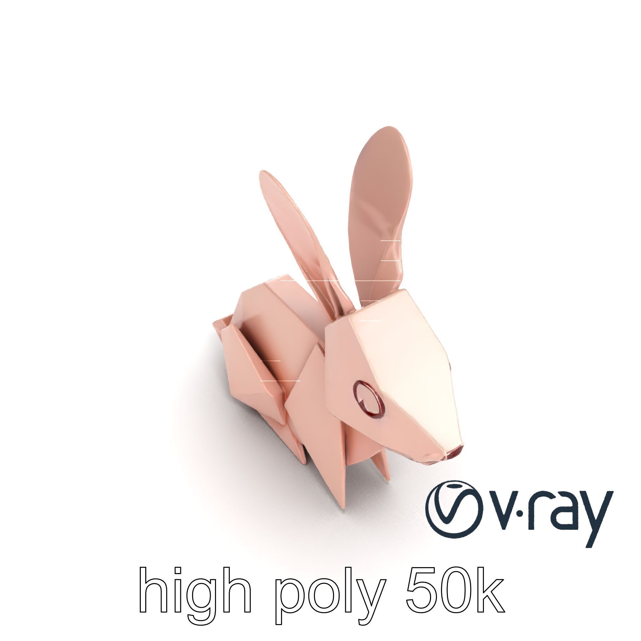 Playful Origami Rabbit Sculpture model pack Low-poly 3D model_17