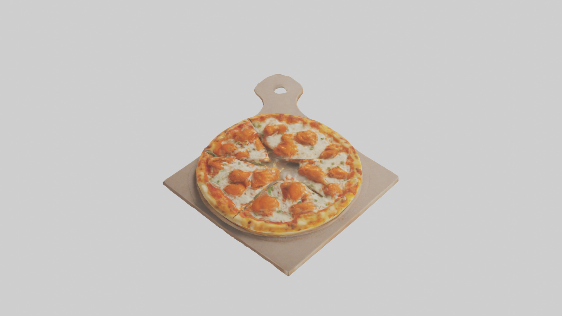 Buffalo chicken pizza model Low-poly 3D model_28