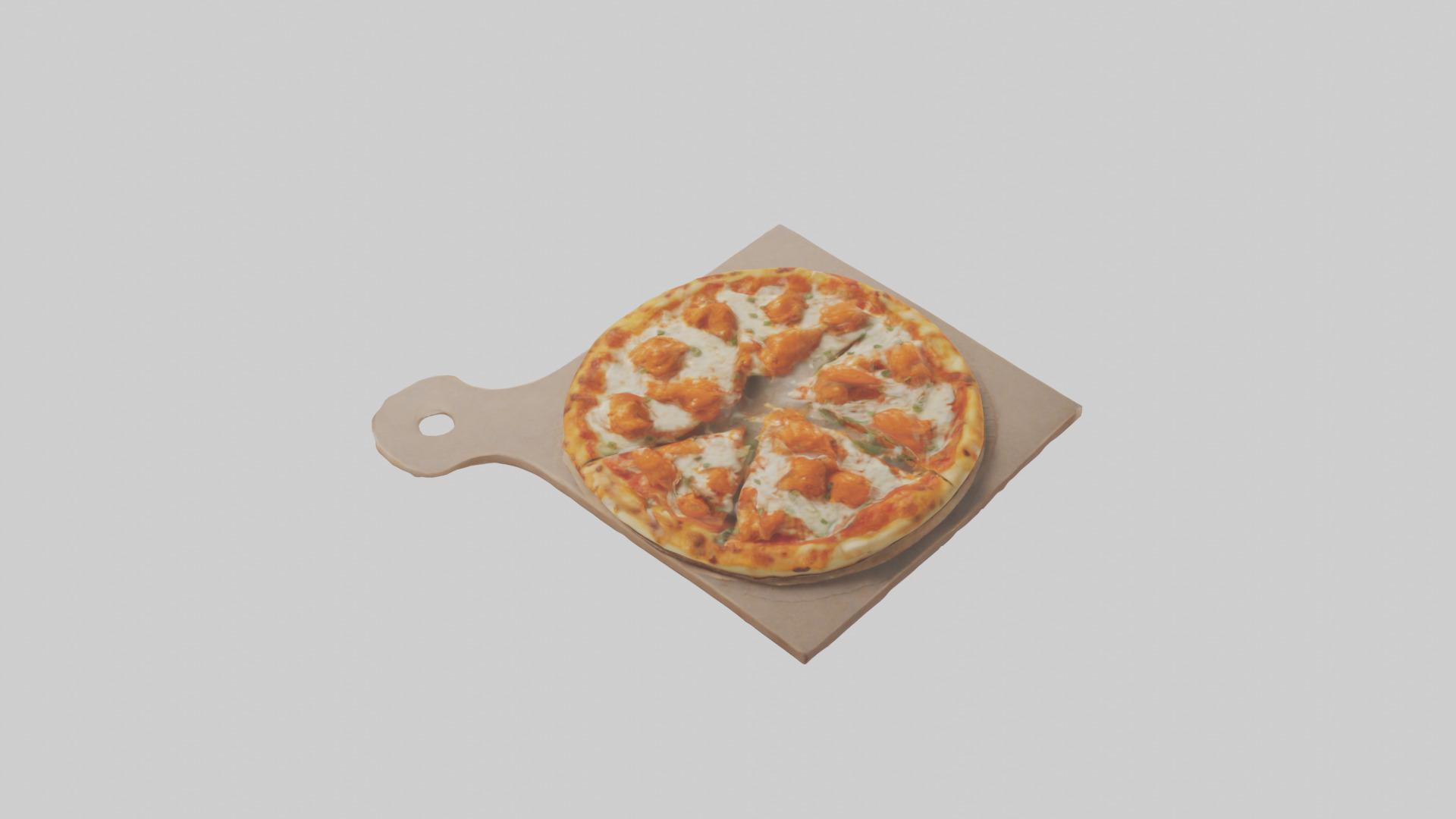 Buffalo chicken pizza model Low-poly 3D model_25
