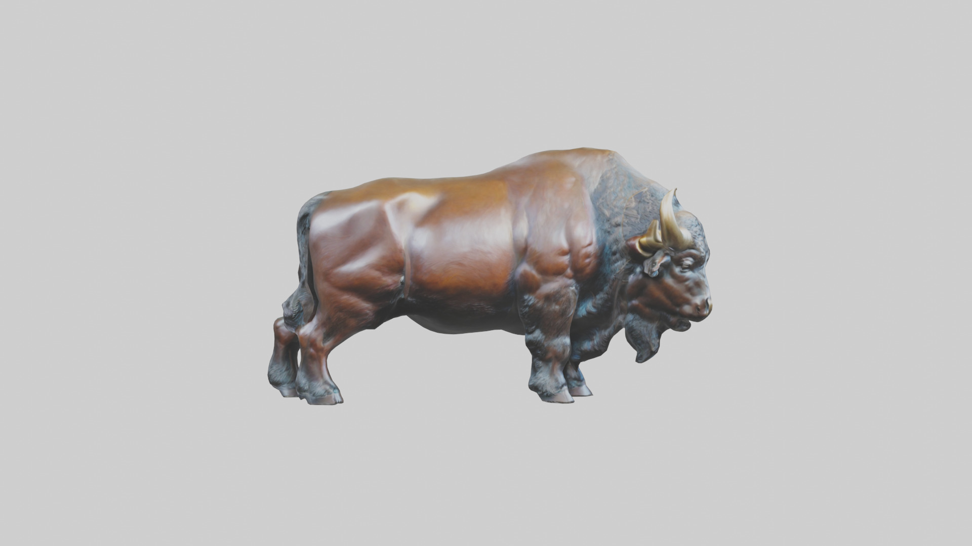 Buffalo statue model Low-poly 3D model_23
