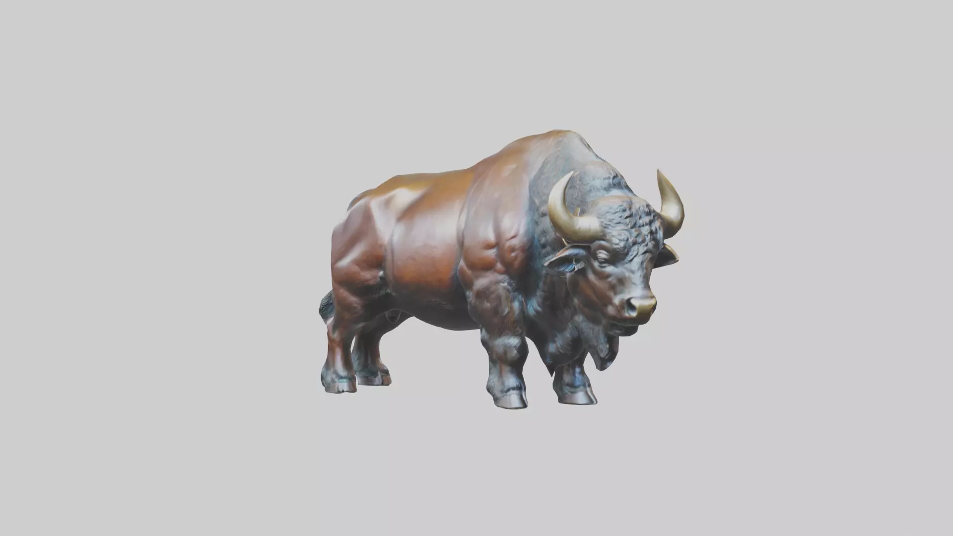 Buffalo statue model Low-poly 3D model_0