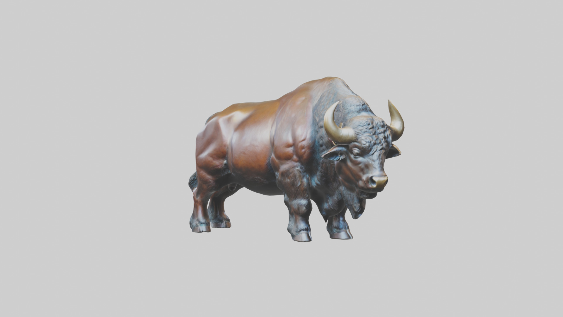 Buffalo statue model Low-poly 3D model_16