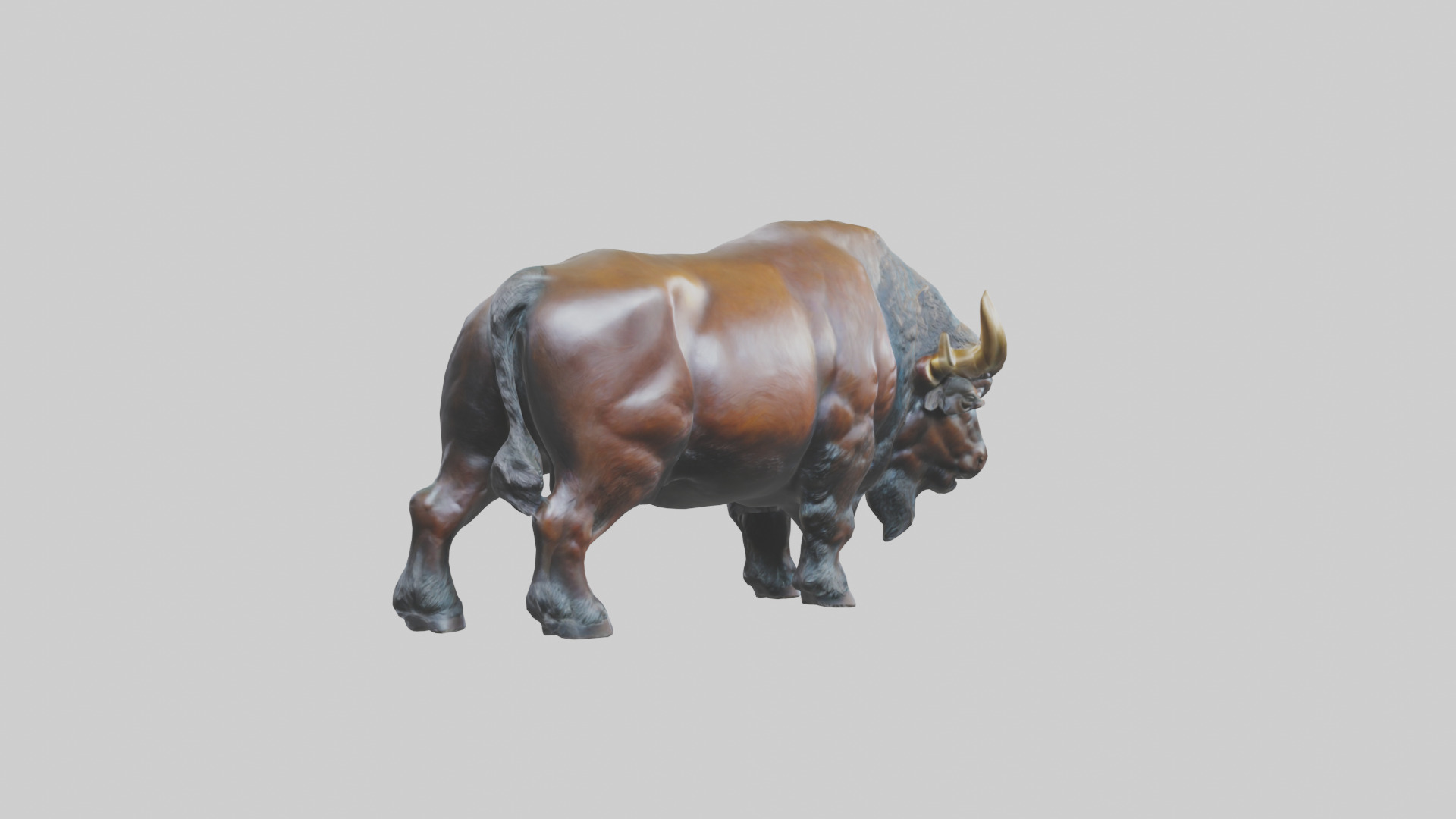 Buffalo statue model Low-poly 3D model_3