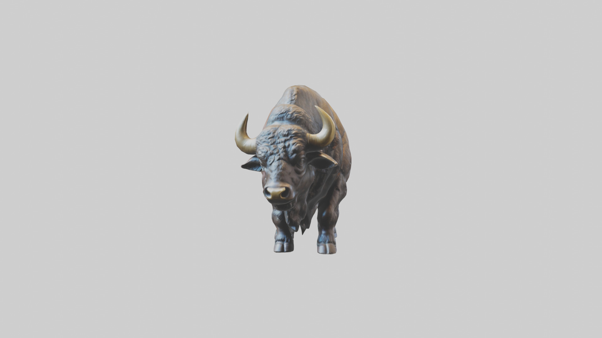 Buffalo statue model Low-poly 3D model_14