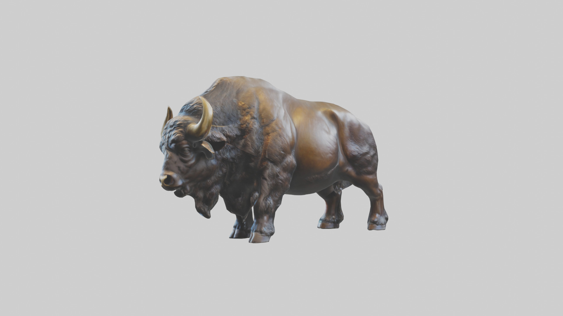Buffalo statue model Low-poly 3D model_11