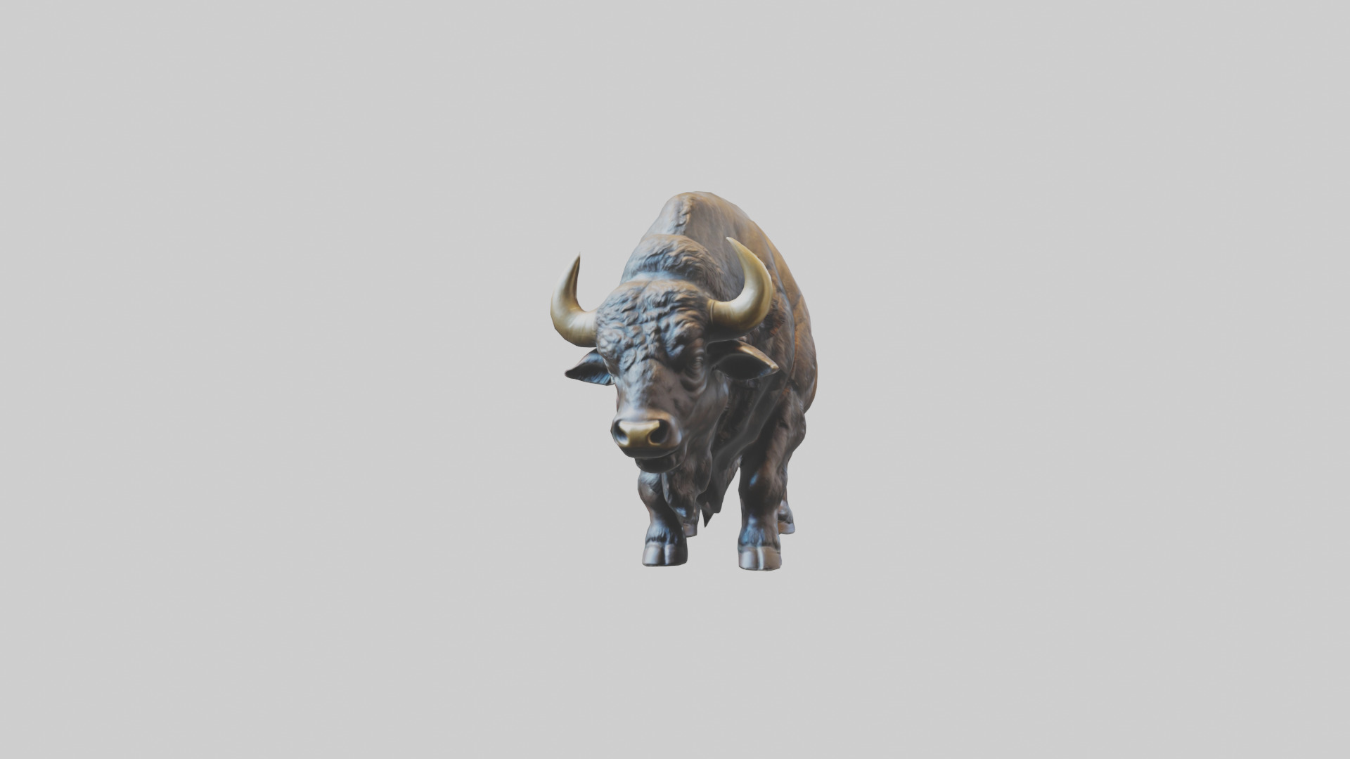 Buffalo statue model Low-poly 3D model_12