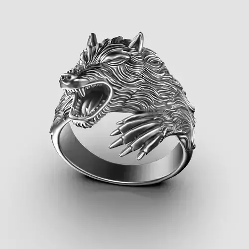 Men Ring With Angry Wolf