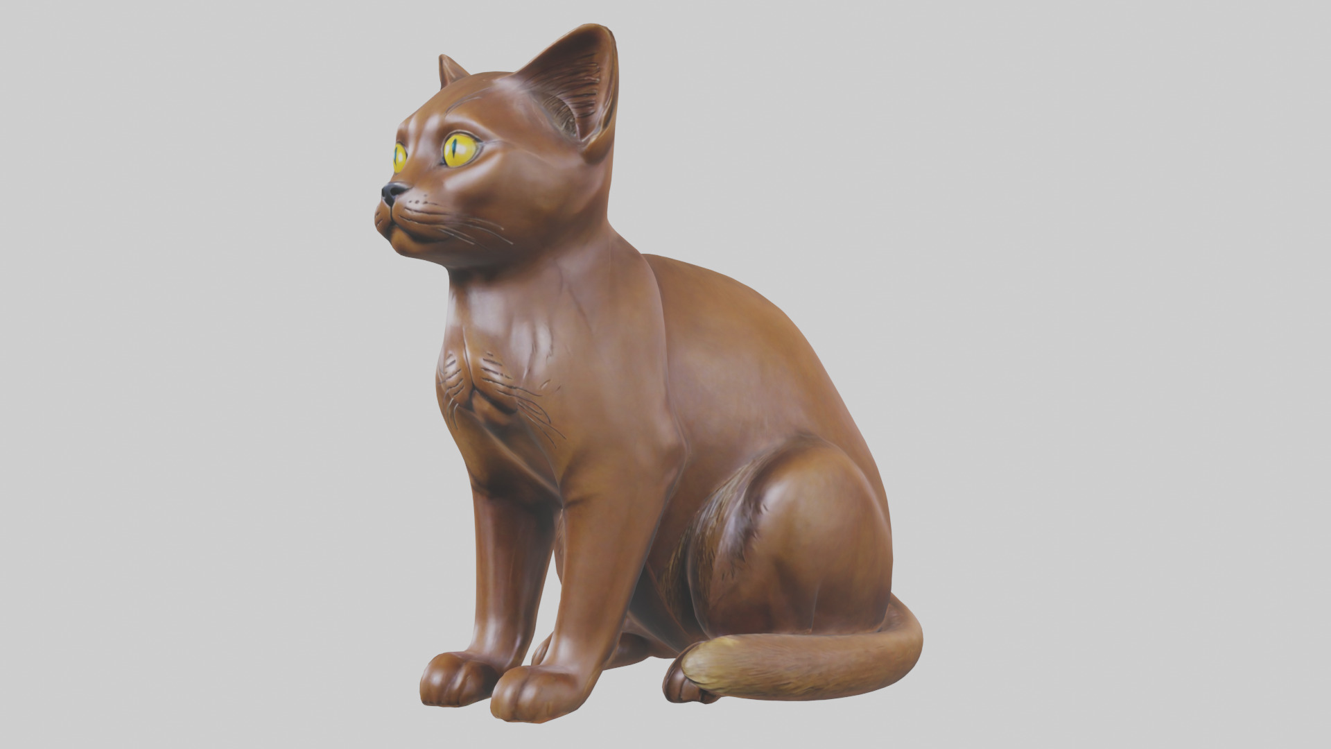 Burmese Cat statue model Low-poly 3D model_8