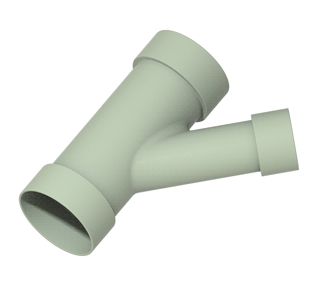 PVC Plumbing Reducing Y Fitting 3D print model_2