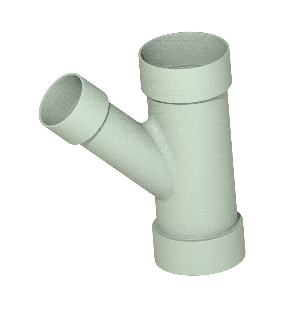 PVC Plumbing Reducing Y Fitting 3D print model_1
