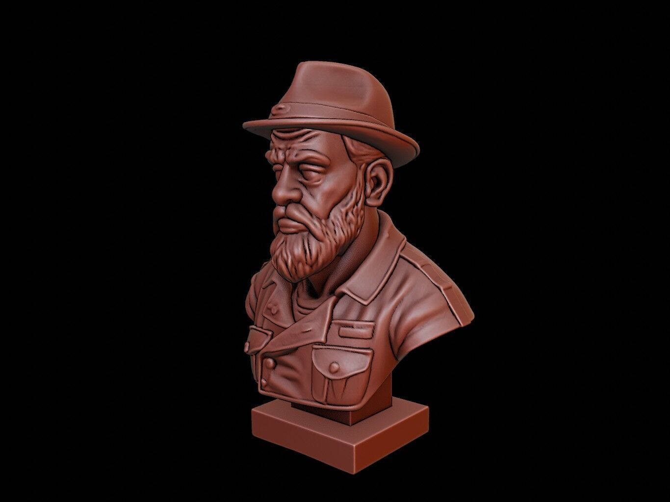 Archaeologist Bust 3D print model_2
