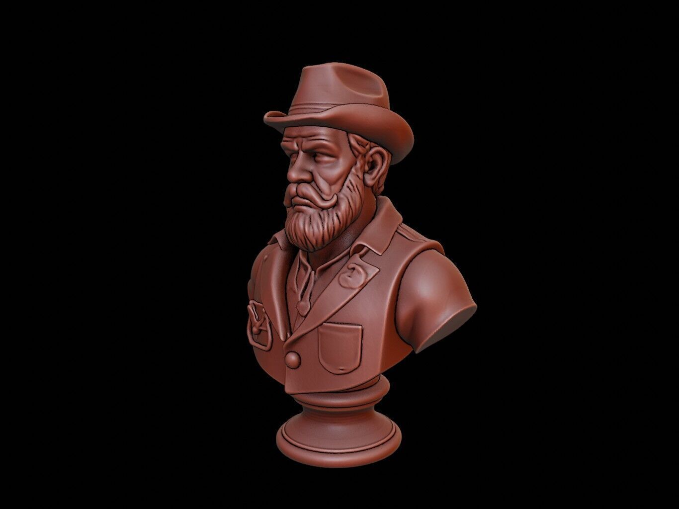 Archaeologist Bust 3D print model_2