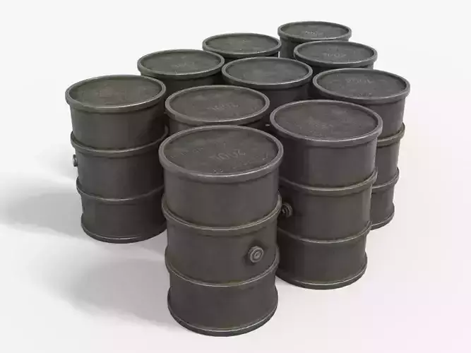 Oil Drums WW2 Low-poly 3D model