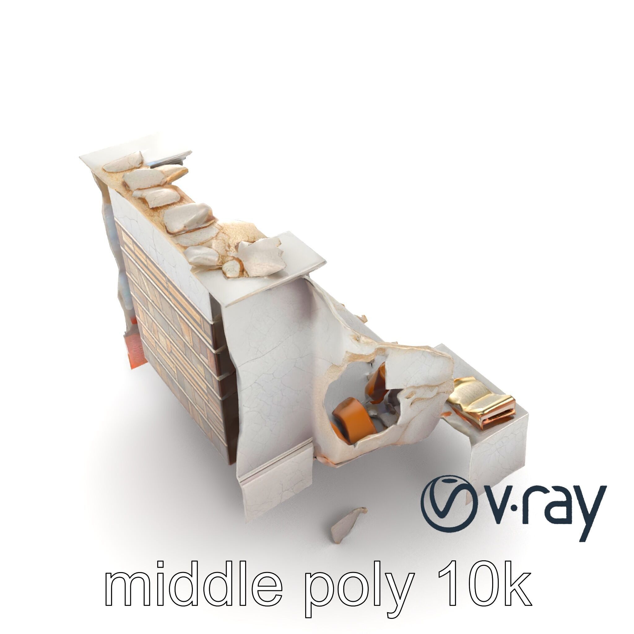 Eroded Library Collapse Environmental Scene model pack Low-poly 3D model_10