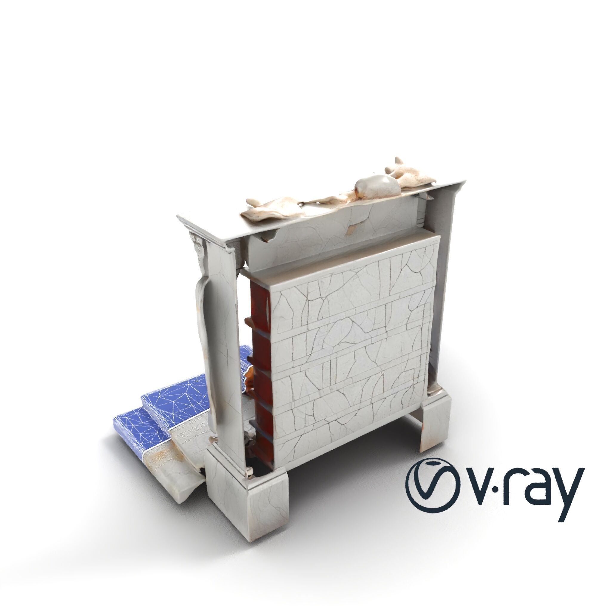 Eroded Library Collapse Environmental Scene model pack Low-poly 3D model_18