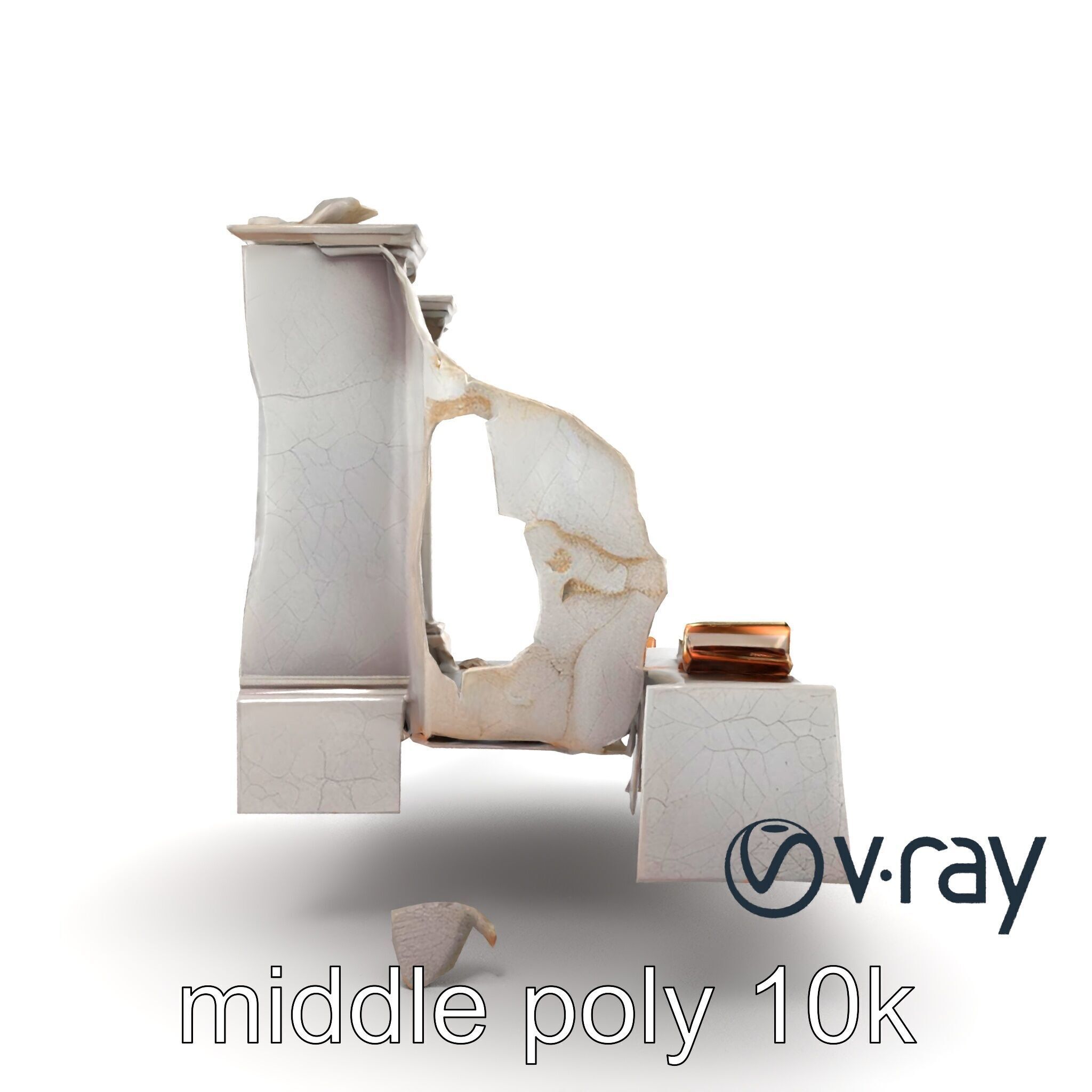 Eroded Library Collapse Environmental Scene model pack Low-poly 3D model_30