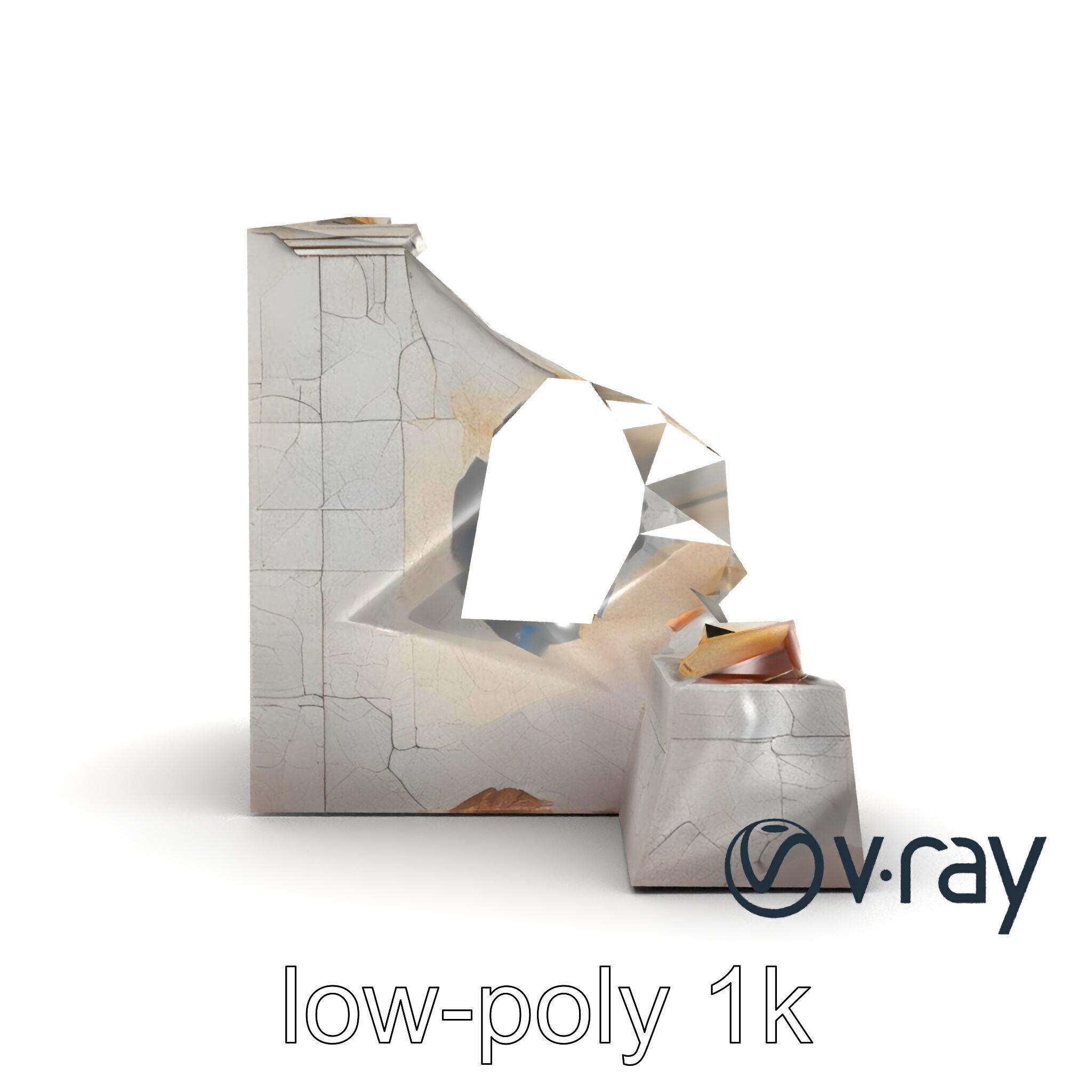 Eroded Library Collapse Environmental Scene model pack Low-poly 3D model_20