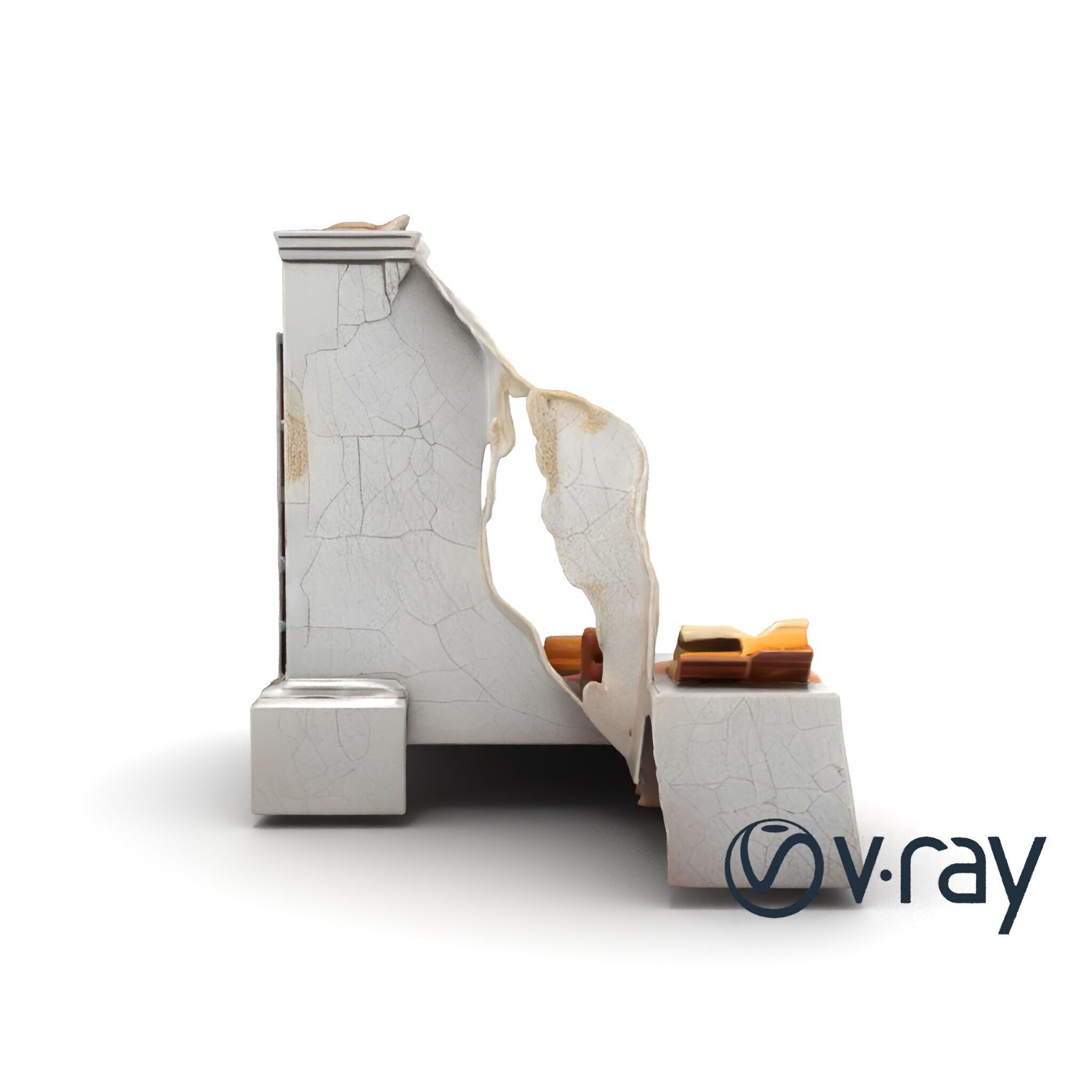 Eroded Library Collapse Environmental Scene model pack Low-poly 3D model_23