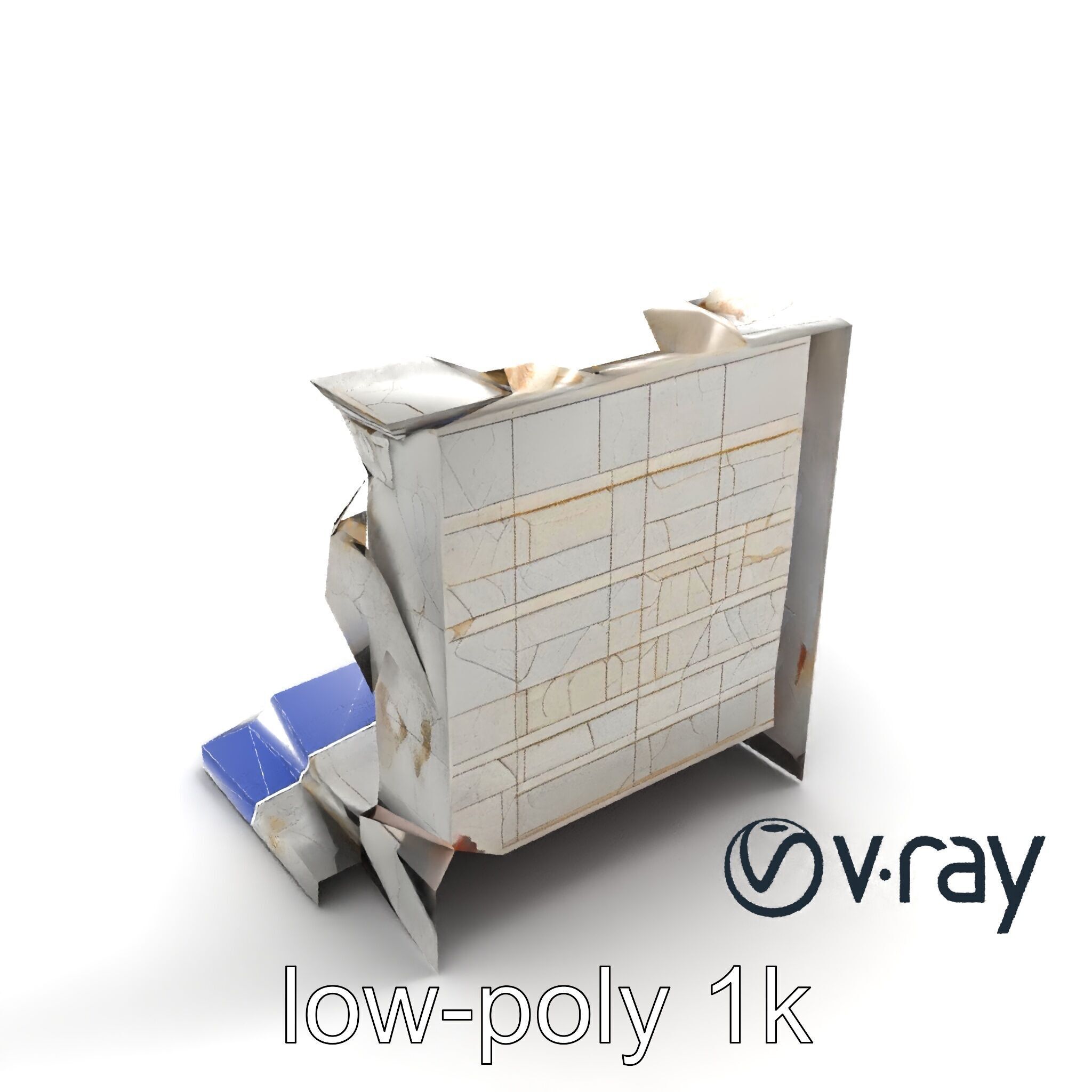 Eroded Library Collapse Environmental Scene model pack Low-poly 3D model_28