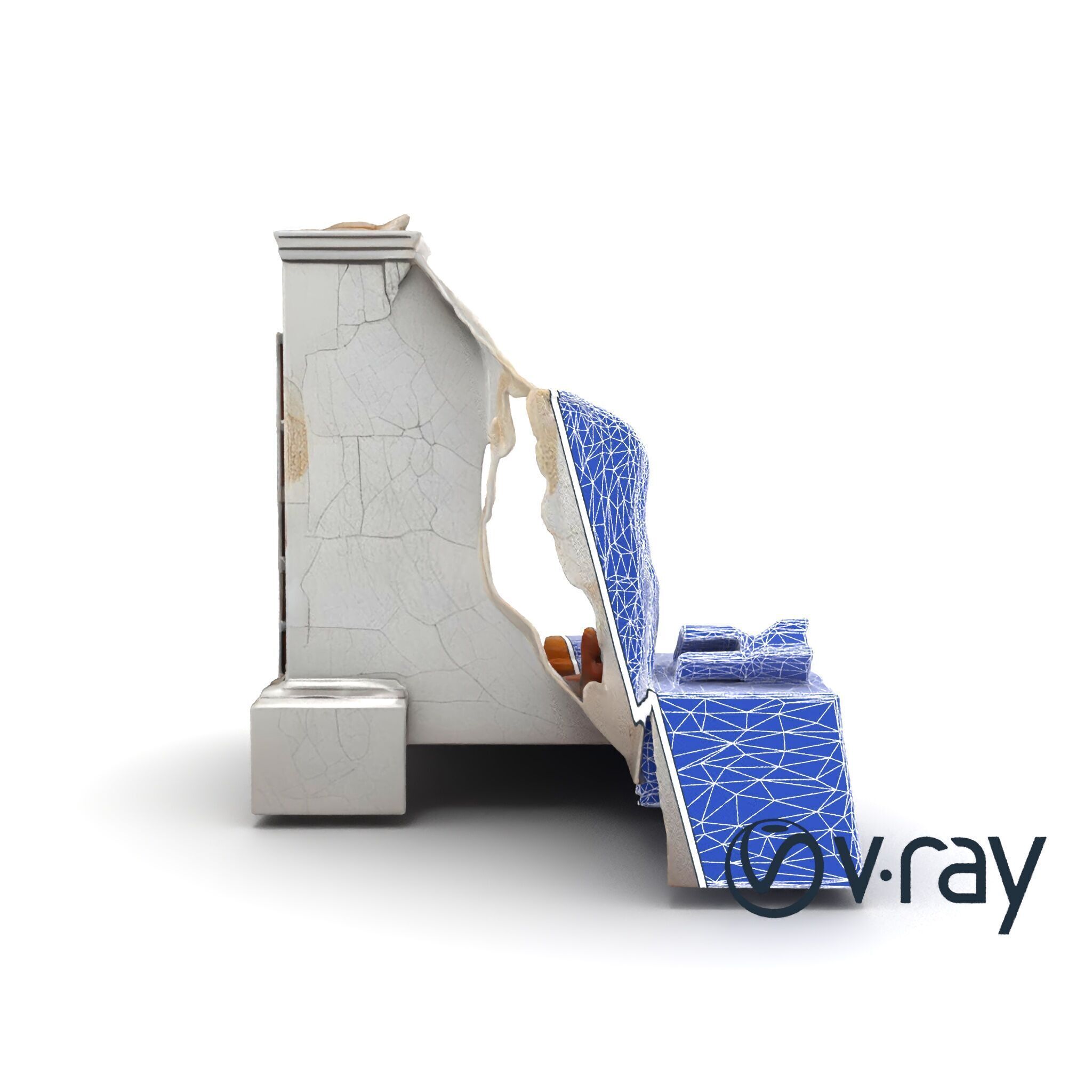 Eroded Library Collapse Environmental Scene model pack Low-poly 3D model_17