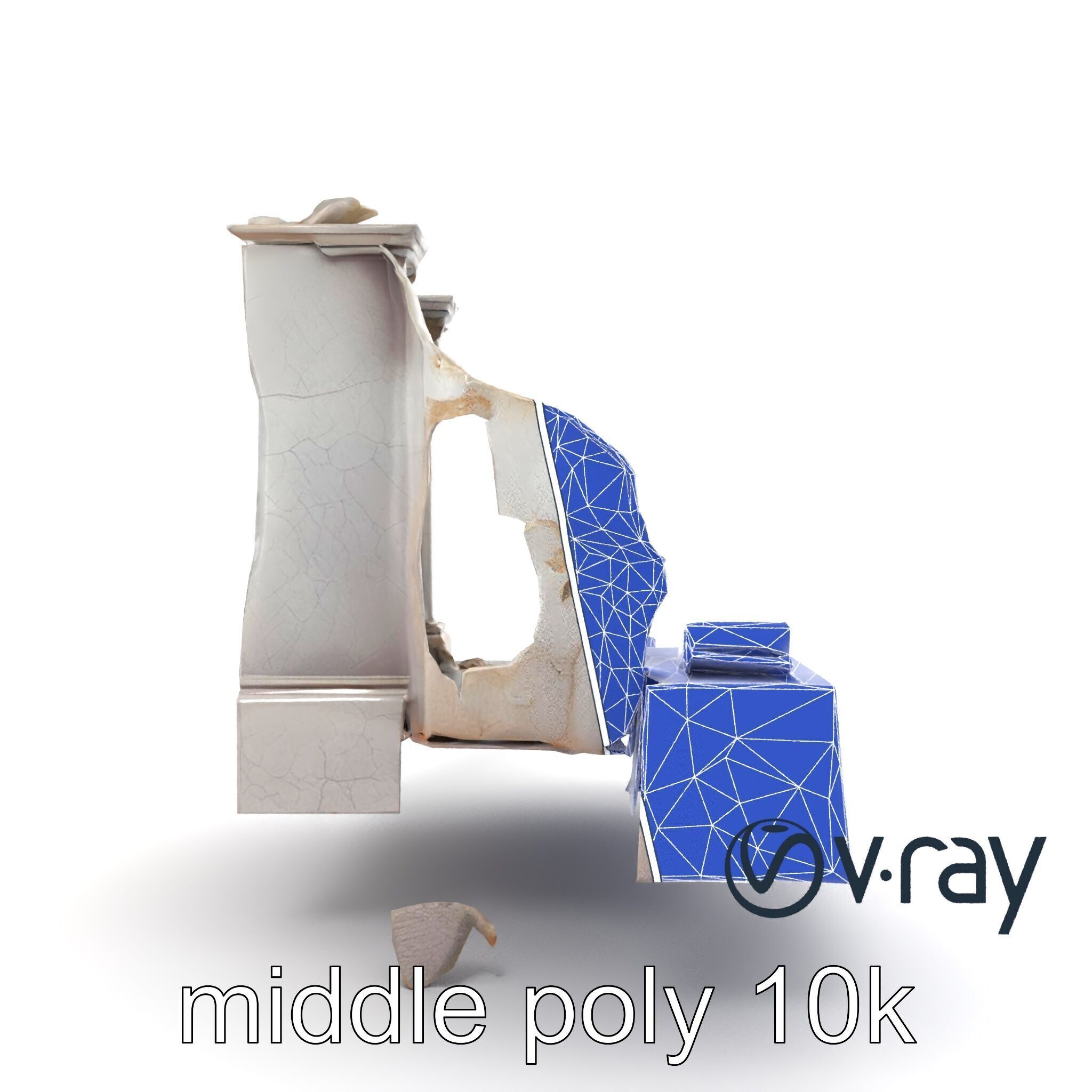 Eroded Library Collapse Environmental Scene model pack Low-poly 3D model_25