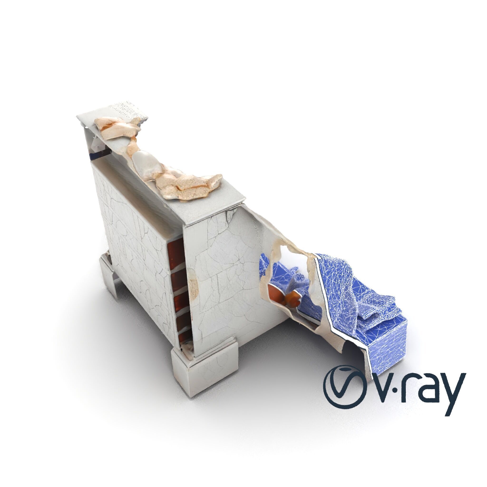 Eroded Library Collapse Environmental Scene model pack Low-poly 3D model_15