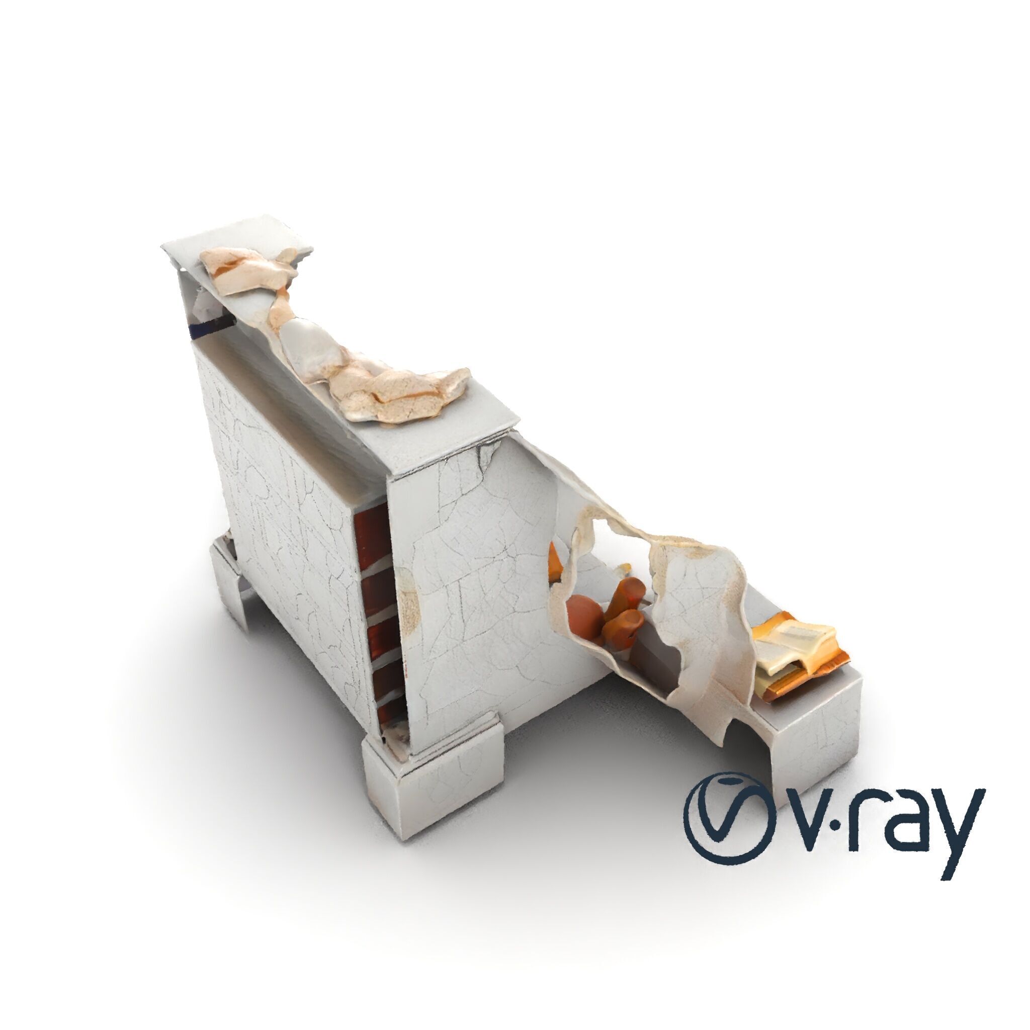 Eroded Library Collapse Environmental Scene model pack Low-poly 3D model_11