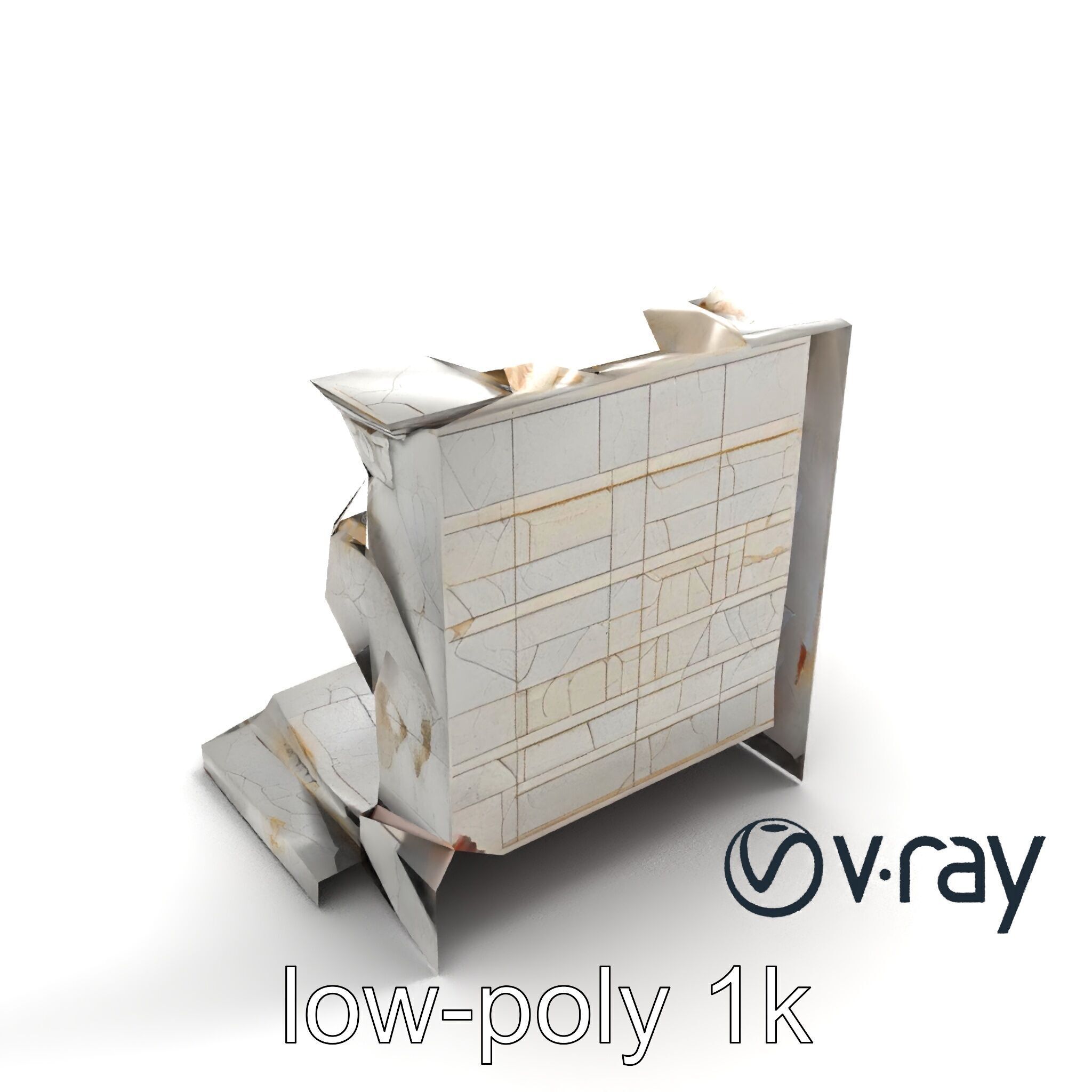 Eroded Library Collapse Environmental Scene model pack Low-poly 3D model_5