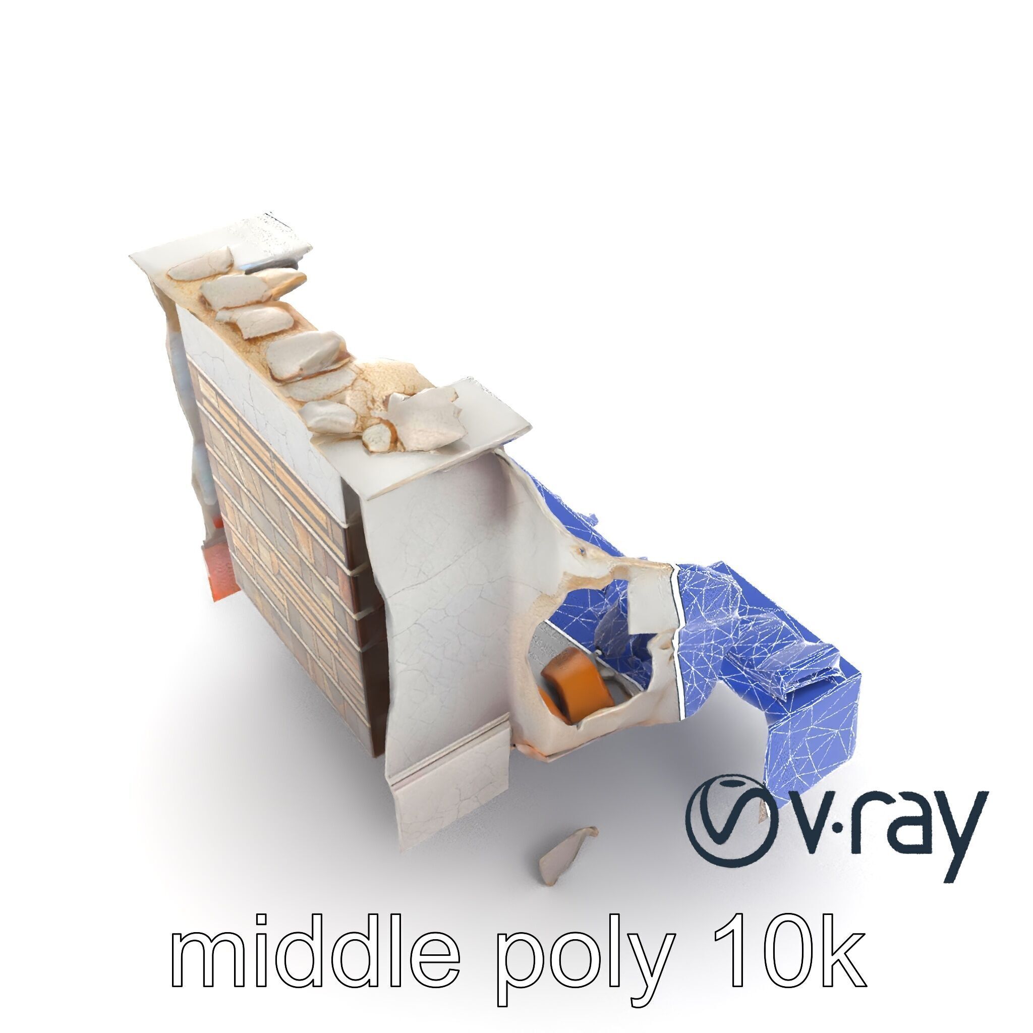 Eroded Library Collapse Environmental Scene model pack Low-poly 3D model_19