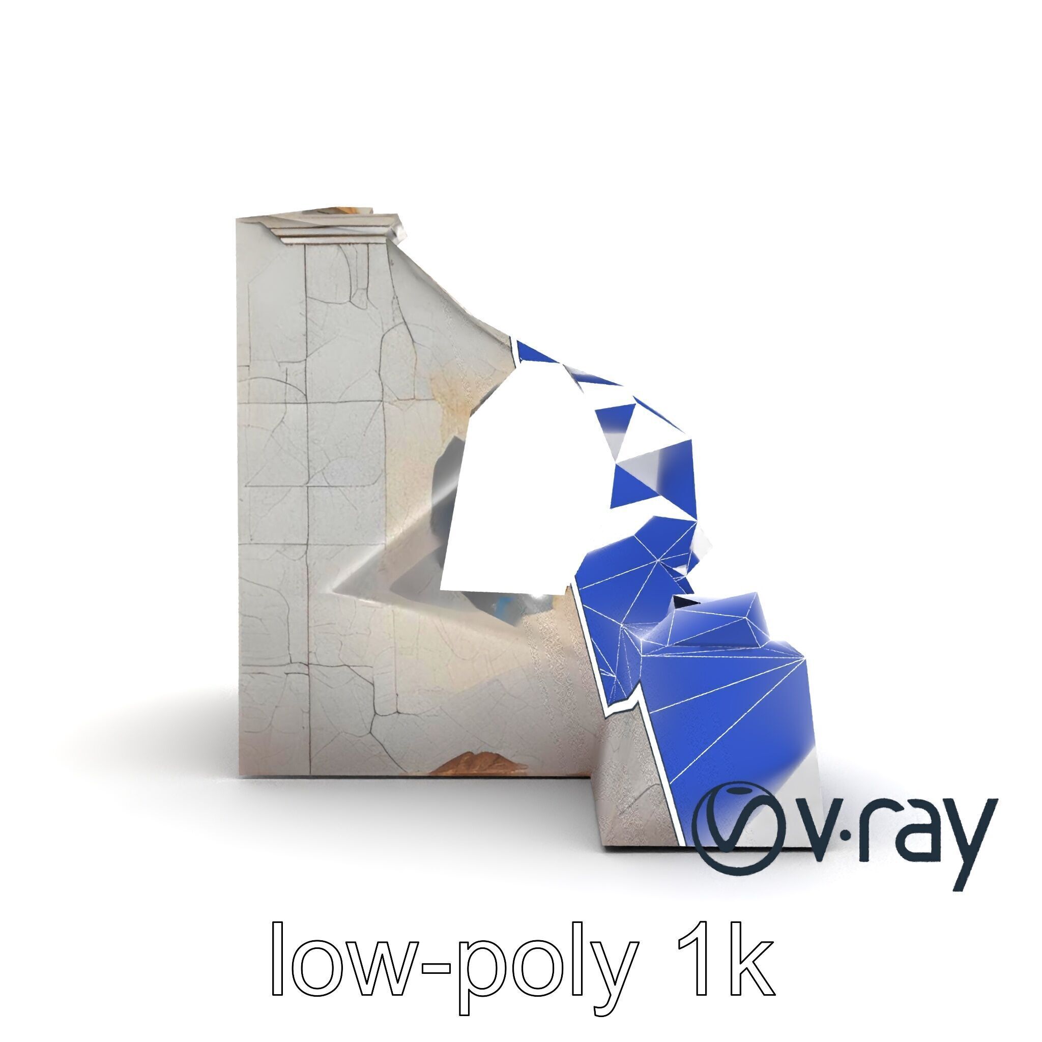 Eroded Library Collapse Environmental Scene model pack Low-poly 3D model_14