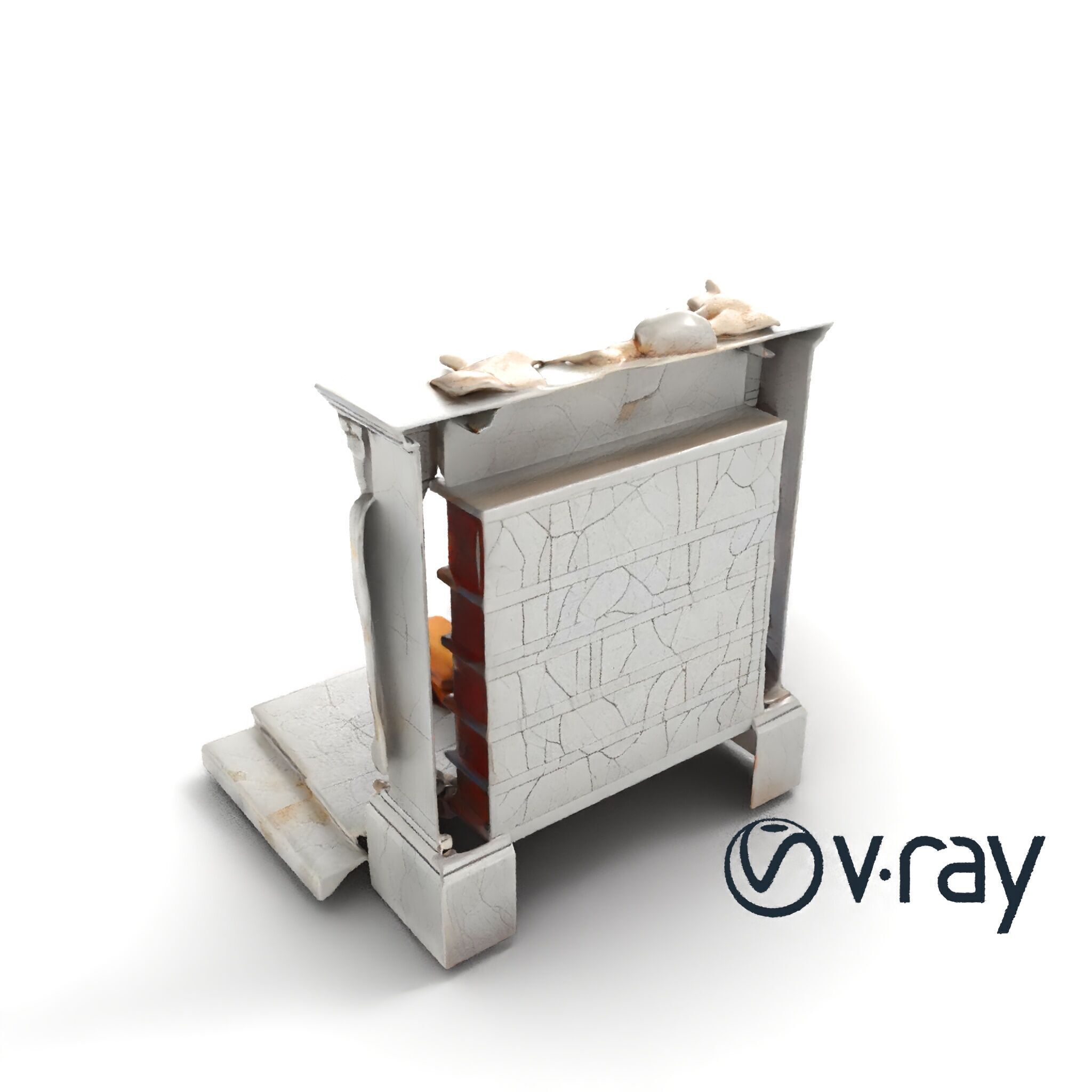 Eroded Library Collapse Environmental Scene model pack Low-poly 3D model_9