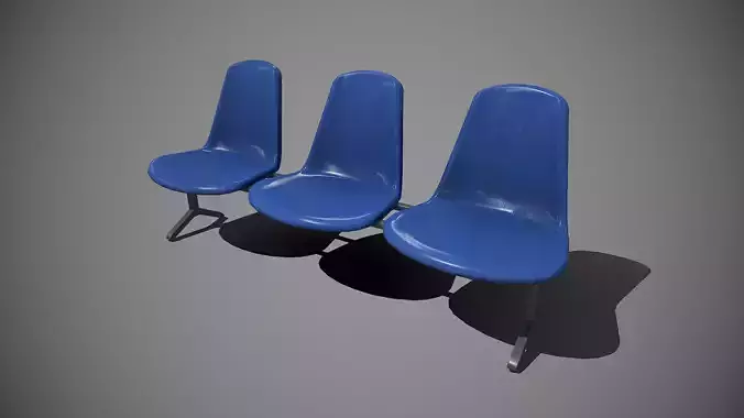 3 Seats Waiting Bench PBR low poly 3d model